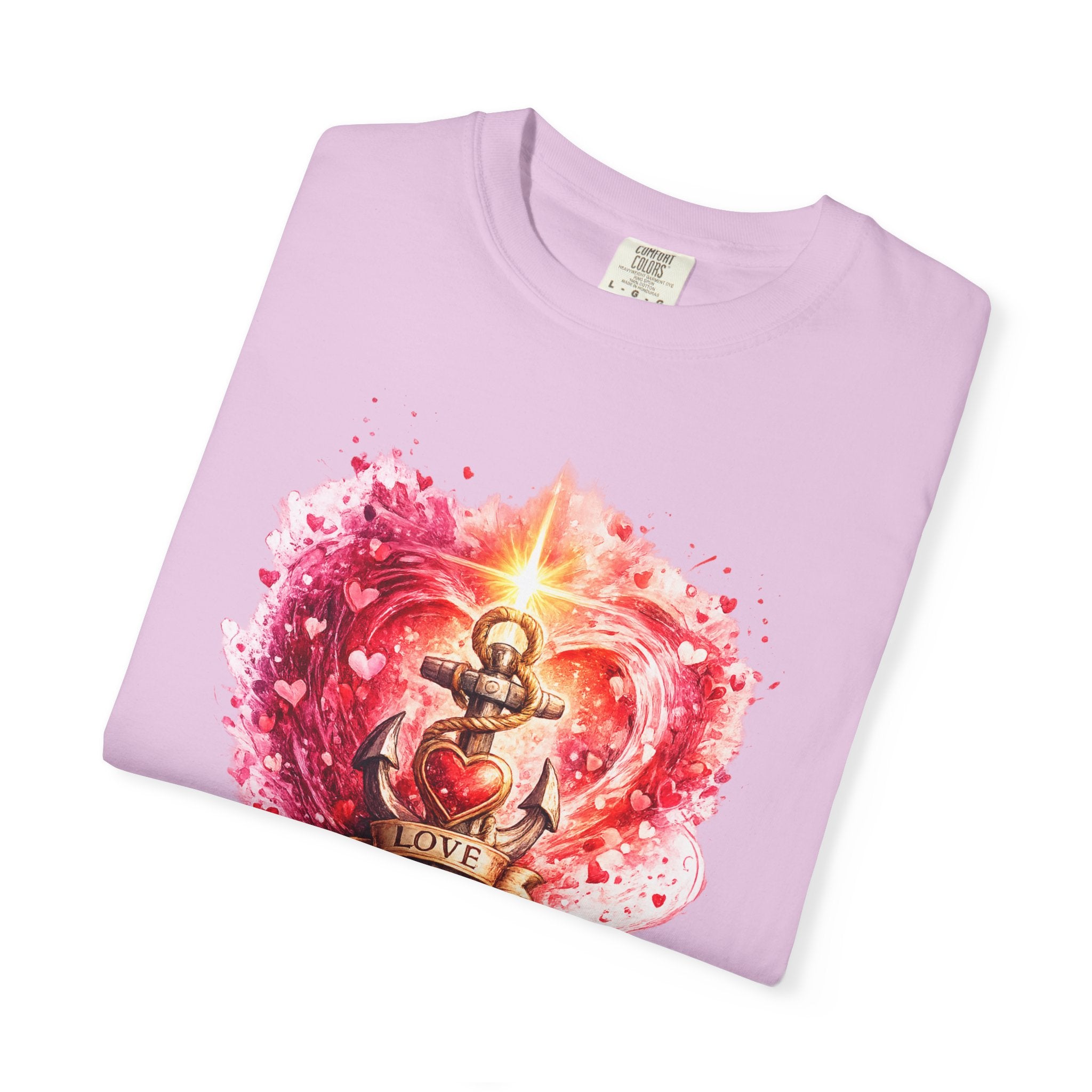 Christian T‑Shirt — 'Love Never Fails' Anchor Heart Graphic Tee