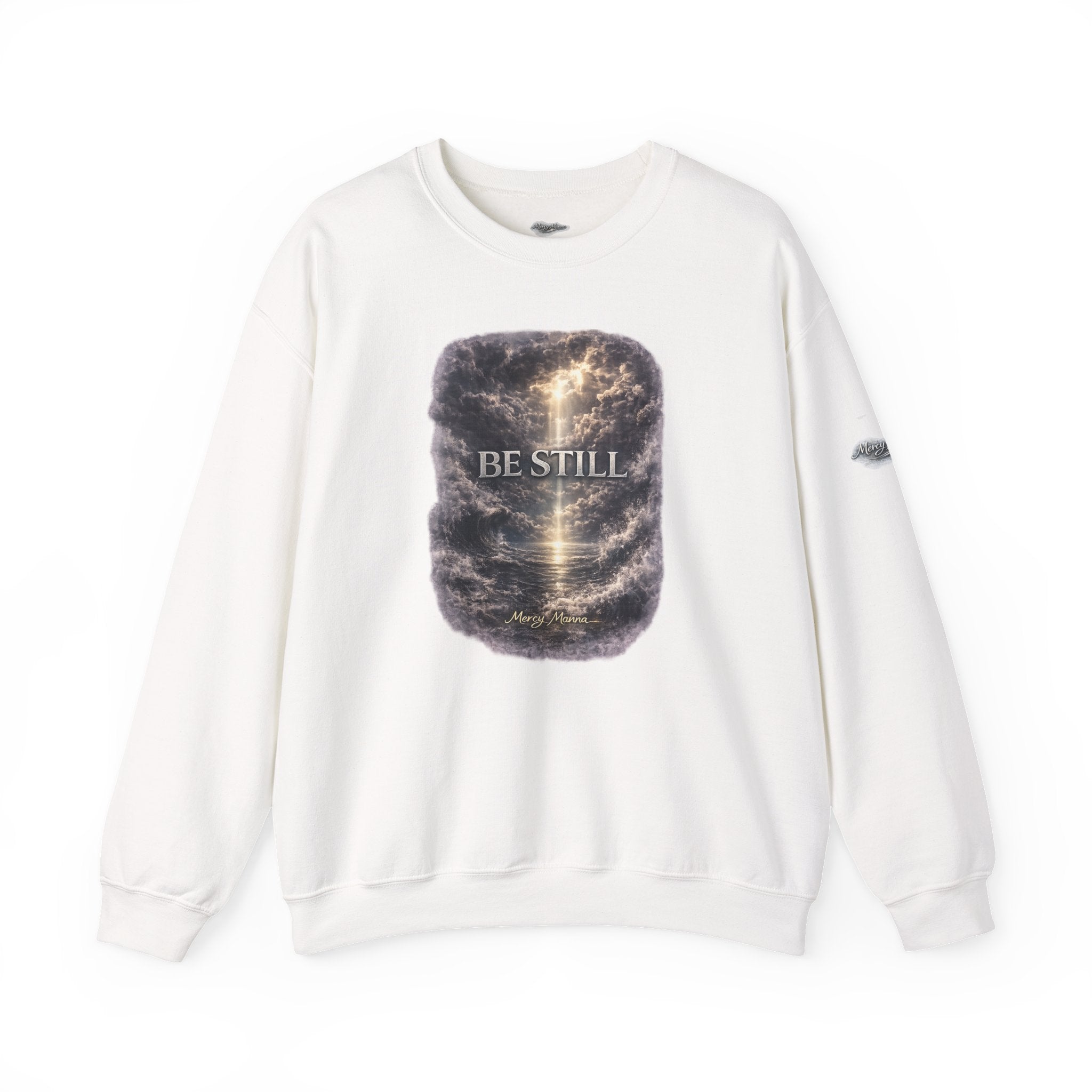 Christian Crewneck Sweatshirt — "Be Still" Psalm 46:10 Inspirational Faith Sweatshirt