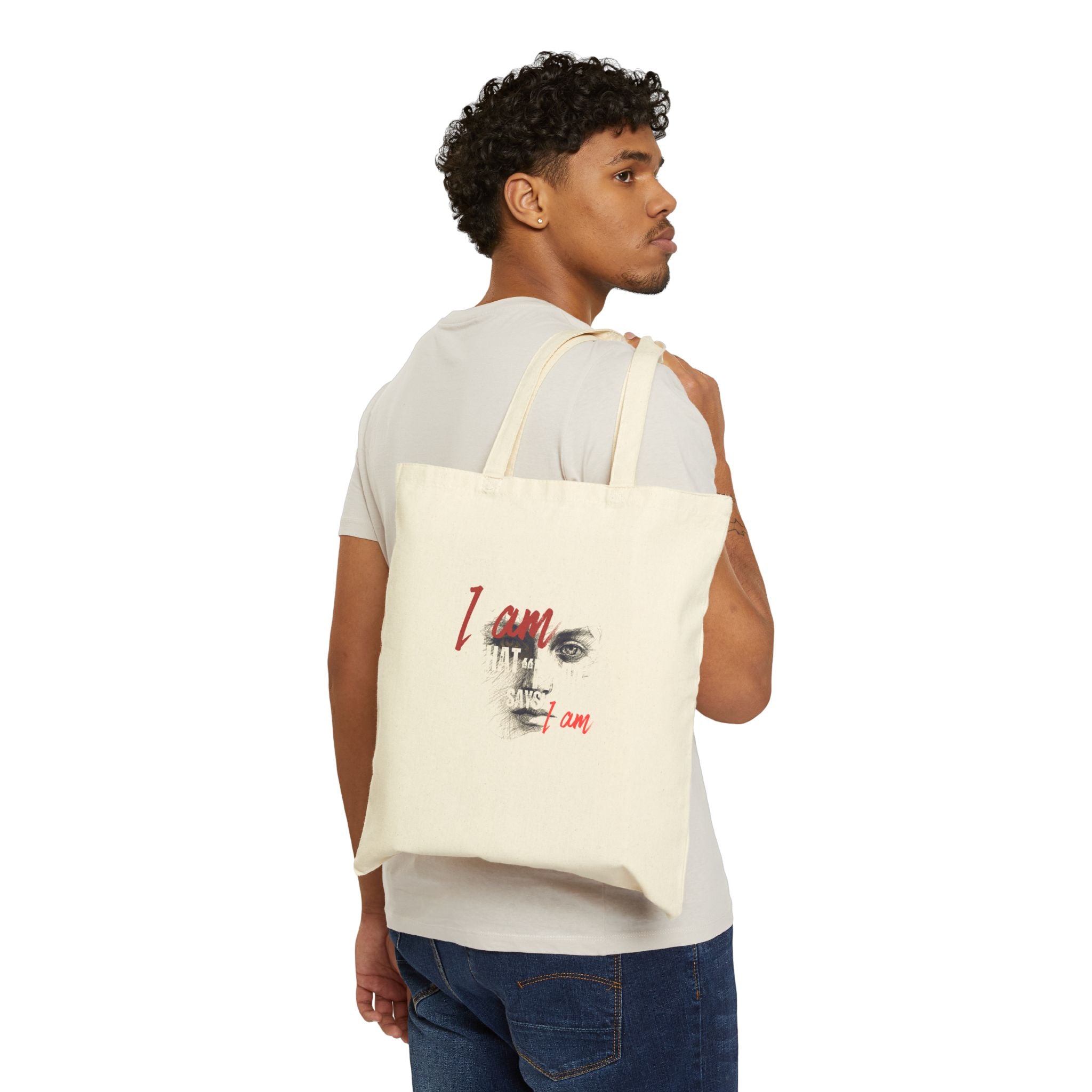 Christian Tote Bag — "I Am That I Am" Faith Canvas Carry Bag