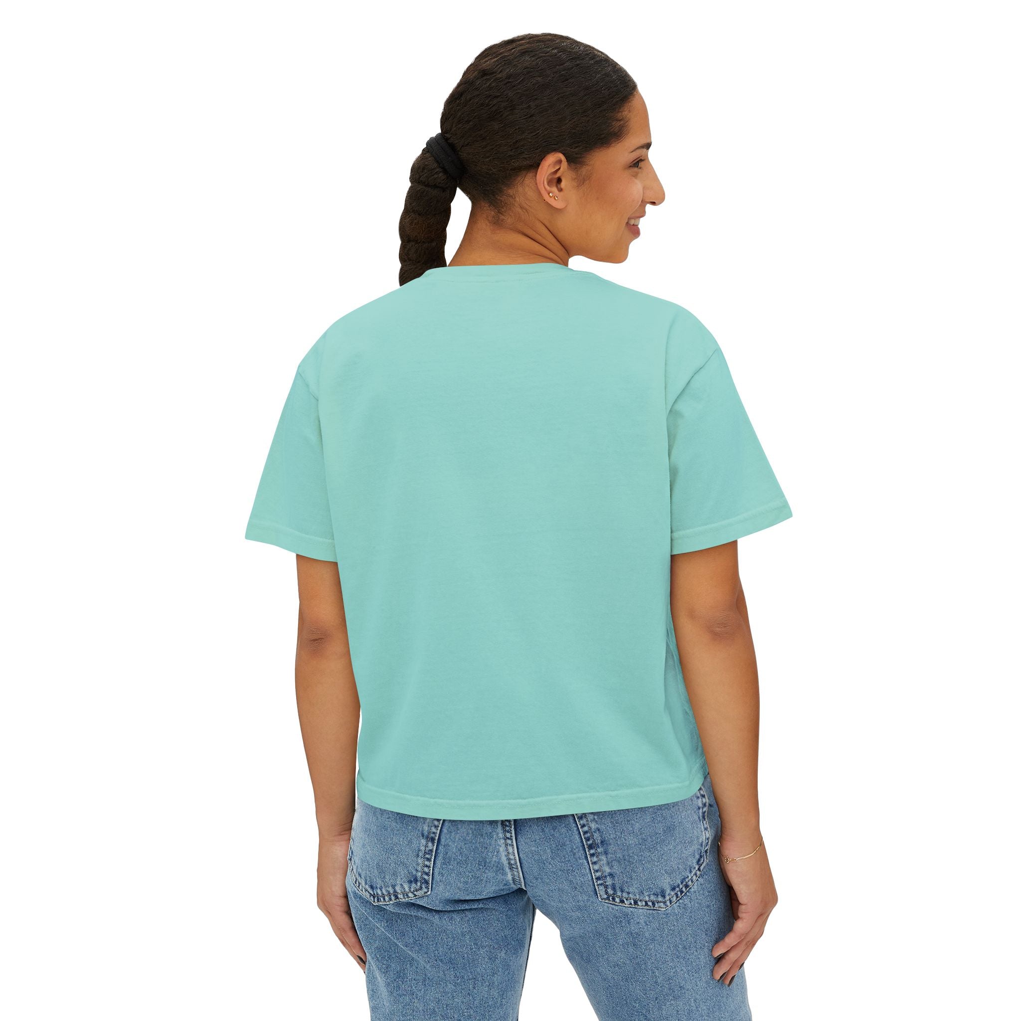 Christian Women's Boxy Tee — "Bruised Sure Not Broken" Retro Surf Faith T-Shirt