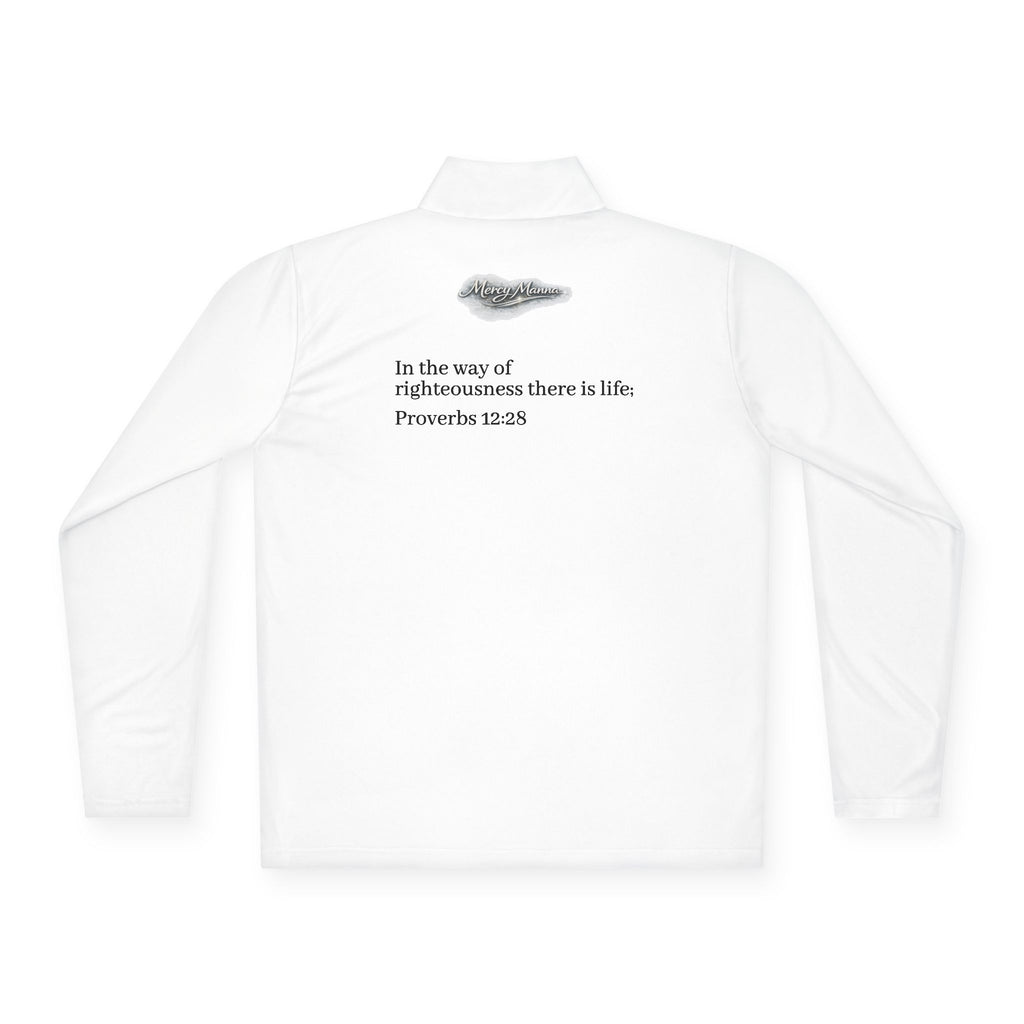 Christian Quarter-Zip Pullover — Breastplate of Righteousness Proverbs 12:28