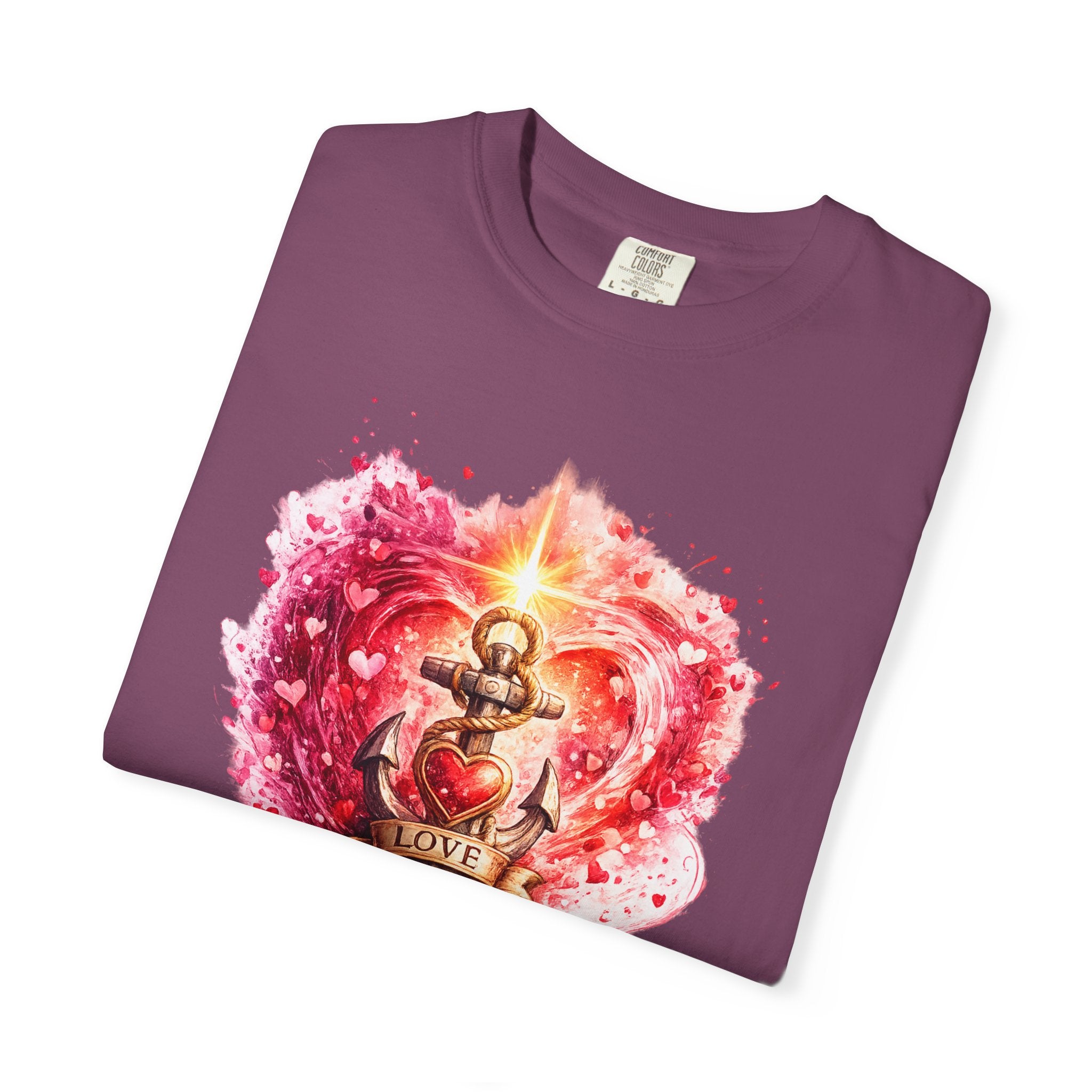 Christian T‑Shirt — 'Love Never Fails' Anchor Heart Graphic Tee