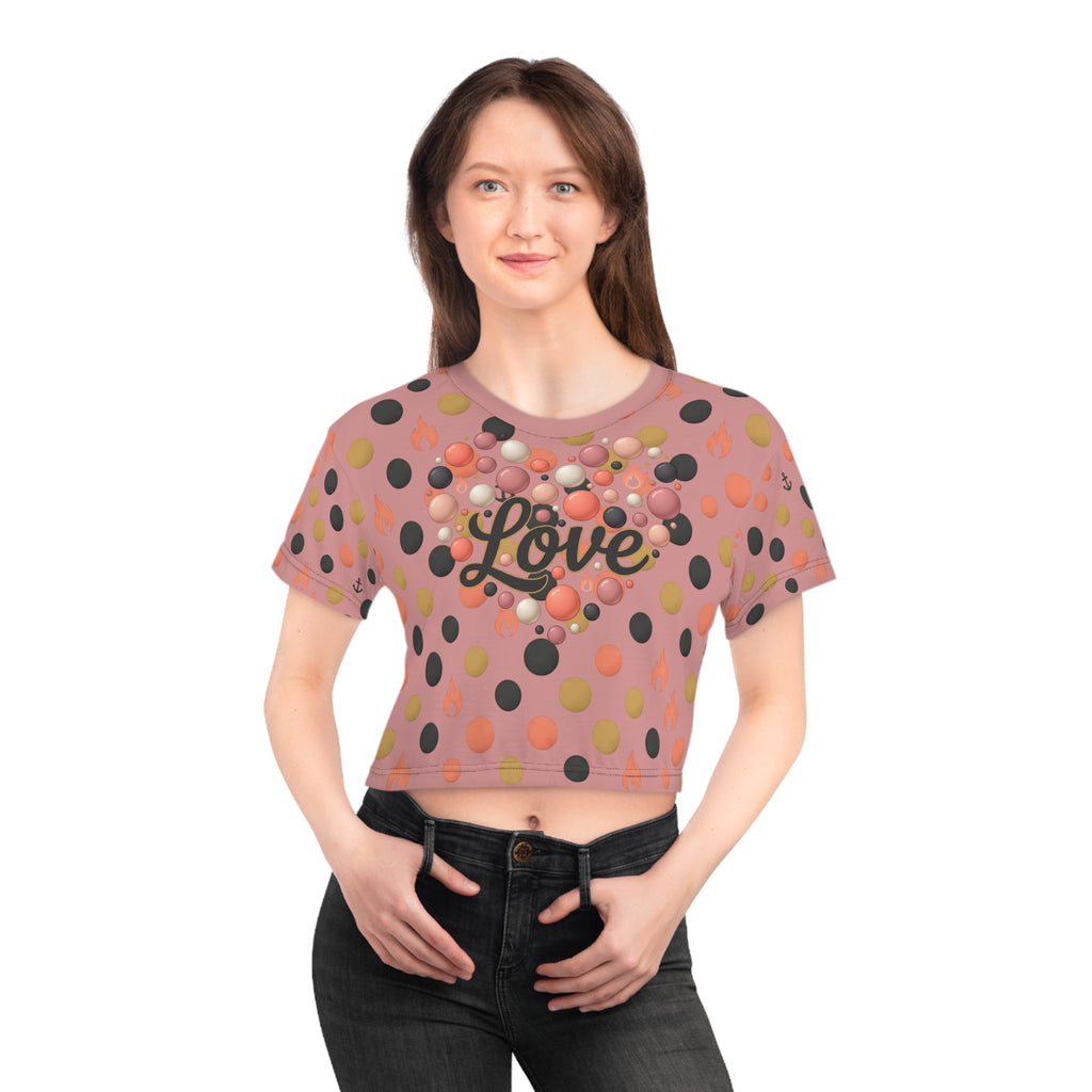 Love Polka Crop Tee — 1 Corinthians 13 Christian Inspirational Top