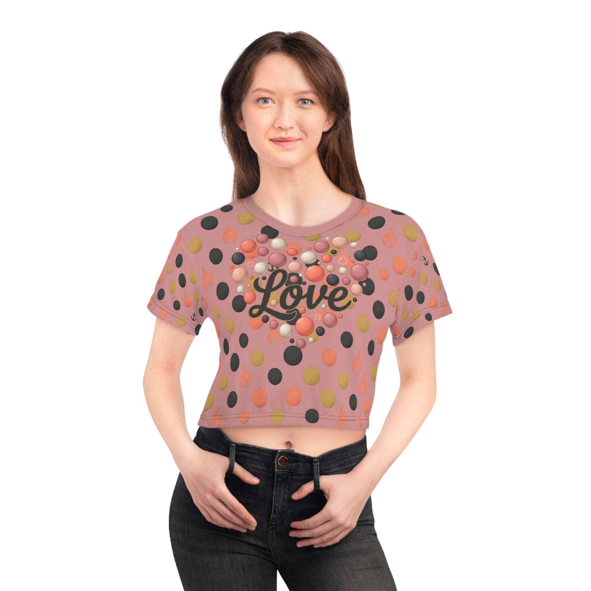 Love Polka Crop Tee — 1 Corinthians 13 Christian Inspirational Top