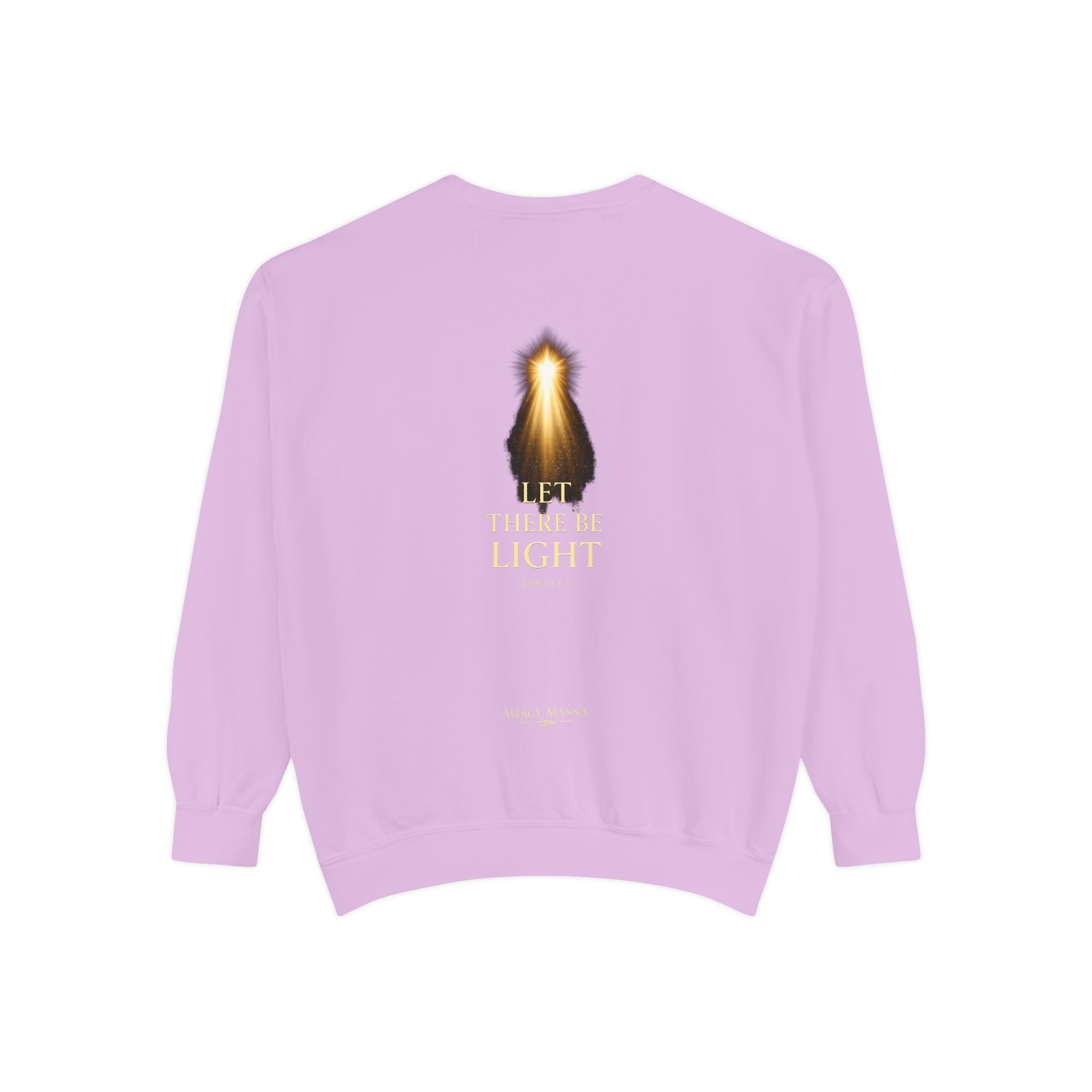 Christian Crewneck Sweatshirt — "Let There Be Light" Cozy Religious Light Figurine Sweatshirt