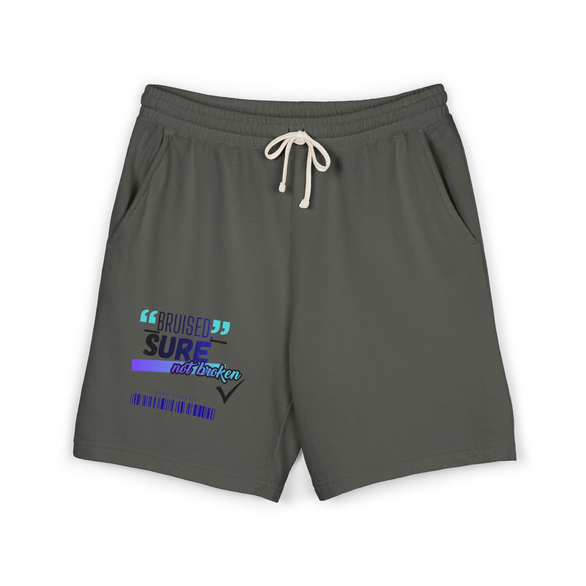 Christian Sweat Shorts — "Bruised Sure" Graphic Fleece Lounge Shorts