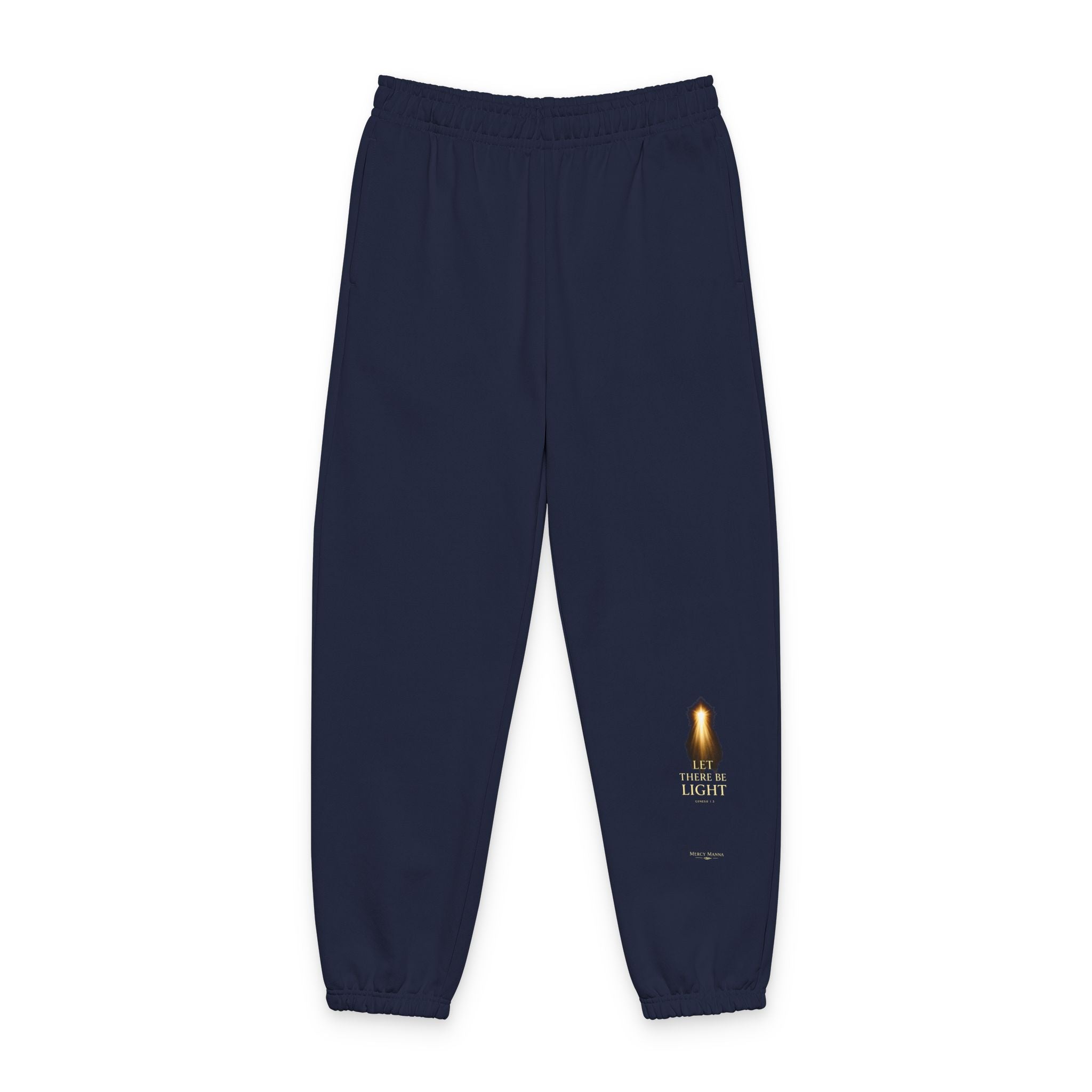 Minimal Gold Flame "Let there be Light" Sweatpants — Cozy Casual Joggers