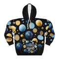 Dependent on God Hoodie — Blue & Gold Bubble Print
