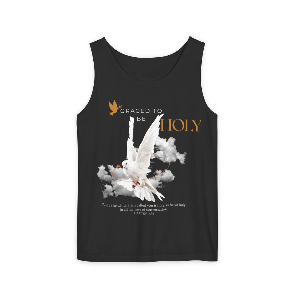 Christian Tank Top — "Graced to Be Holy" Dove Graphic Christian Tank