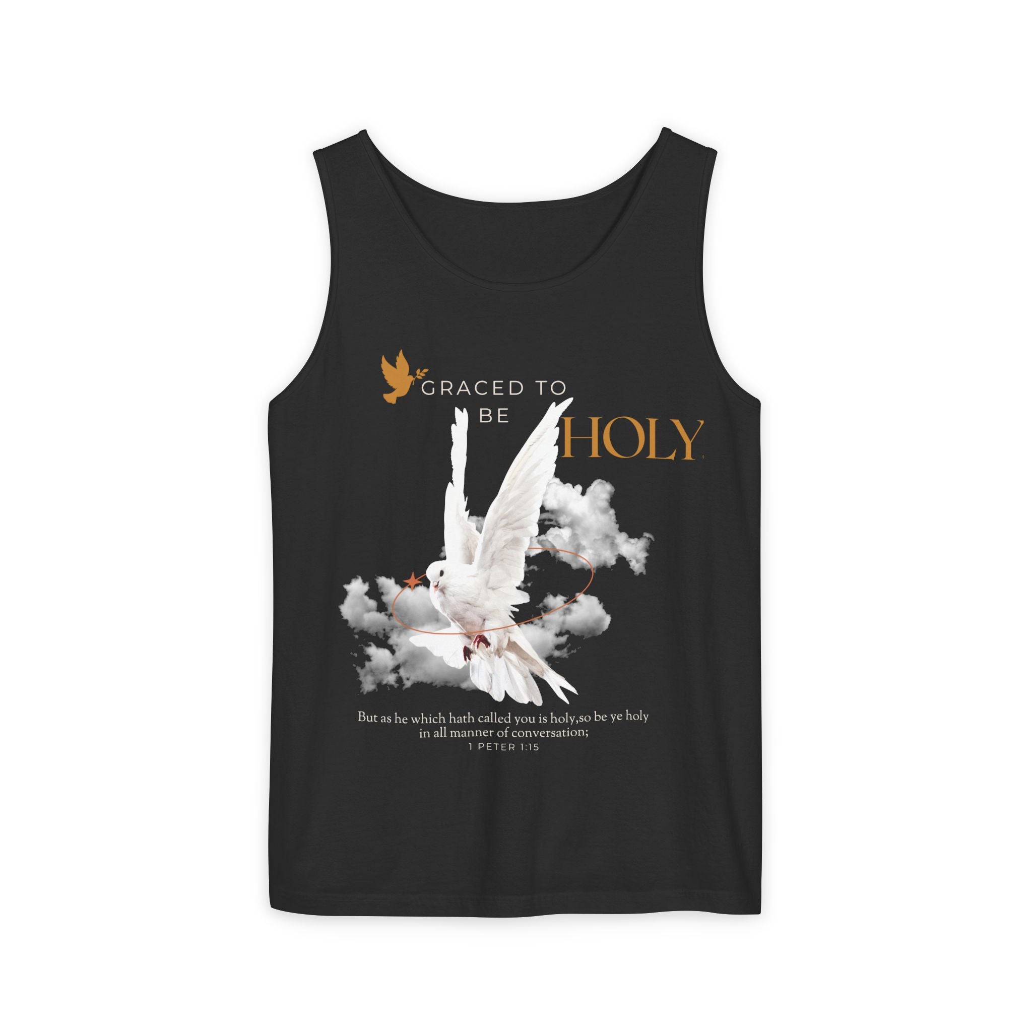Christian Tank Top — "Graced to Be Holy" Dove Graphic Christian Tank