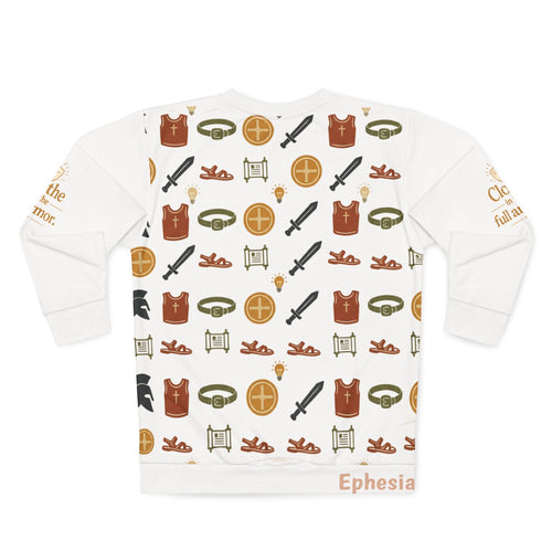 Armor of God Pattern Sweatshirt — Christian Faith Symbols All-Over Print