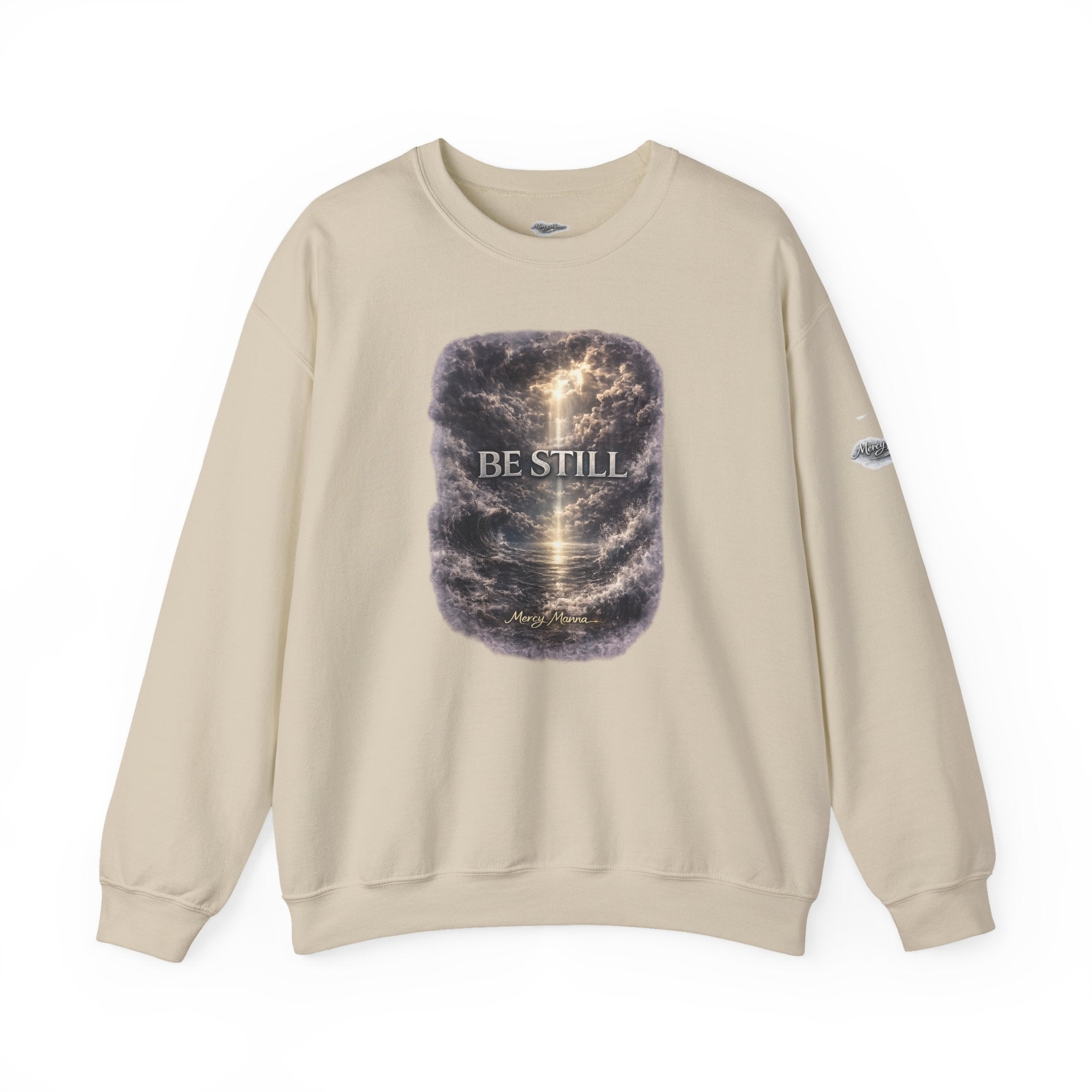 Christian Crewneck Sweatshirt — "Be Still" Psalm 46:10 Inspirational Faith Sweatshirt