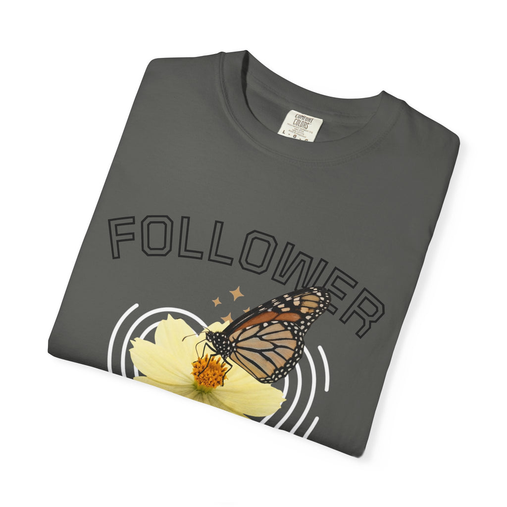 Follower of Christ T-Shirt — Scripture Butterfly Christian Tee (1 Corinthians 11:1) a call to follow.