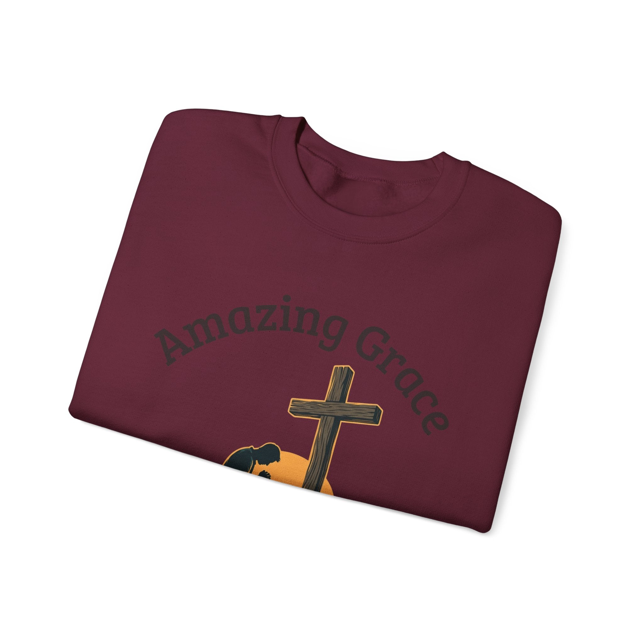 Christian Crewneck Sweatshirt — Amazing Grace Hallelujah Worship Graphic