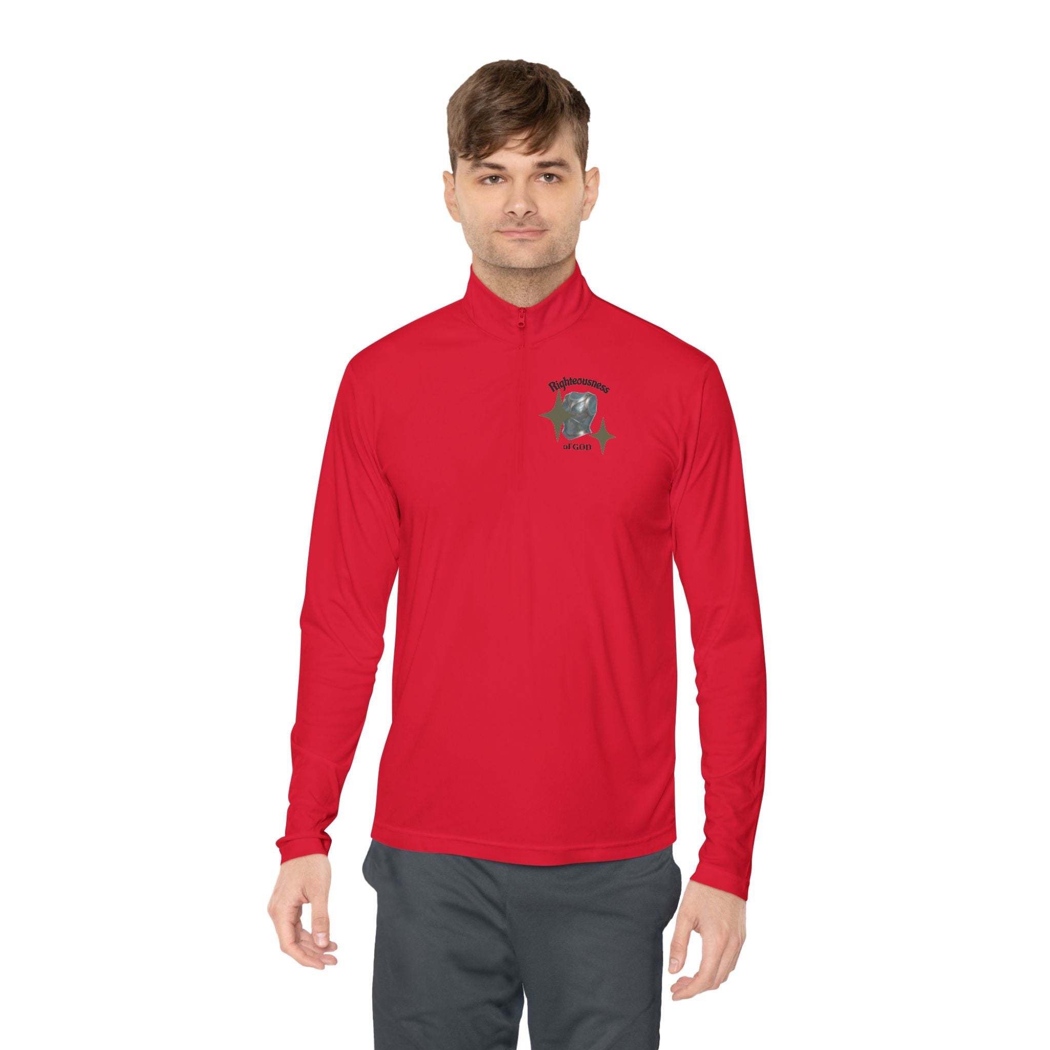 Christian Quarter-Zip Pullover — Breastplate of Righteousness Proverbs 12:28