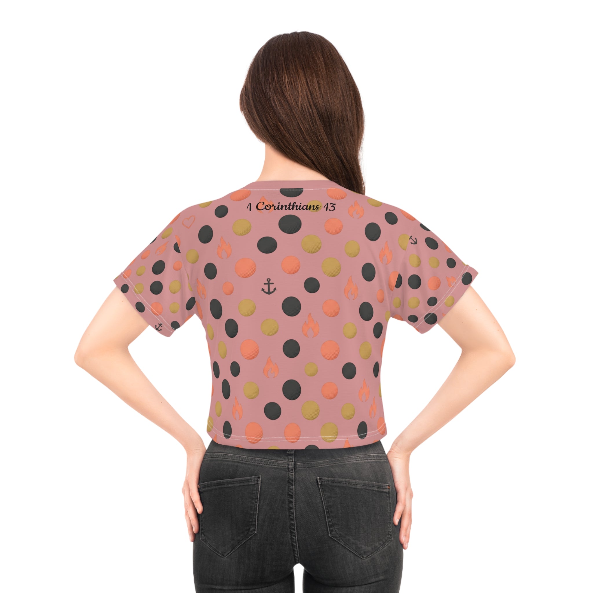 Love Polka Crop Tee — 1 Corinthians 13 Christian Inspirational Top