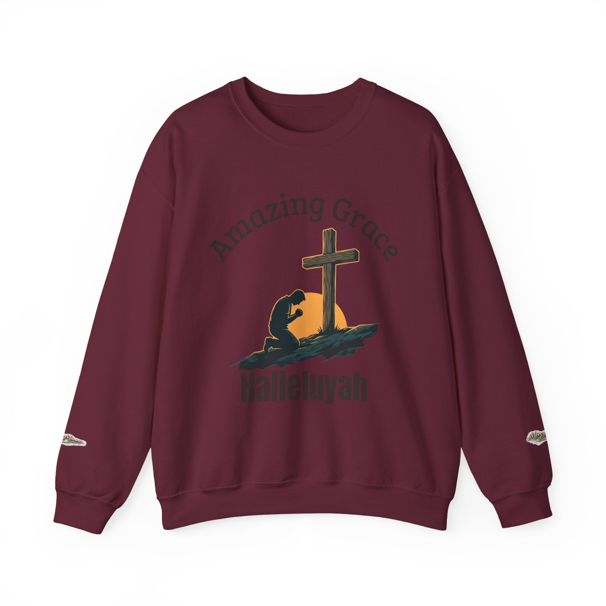 Christian Crewneck Sweatshirt — Amazing Grace Hallelujah Worship Graphic
