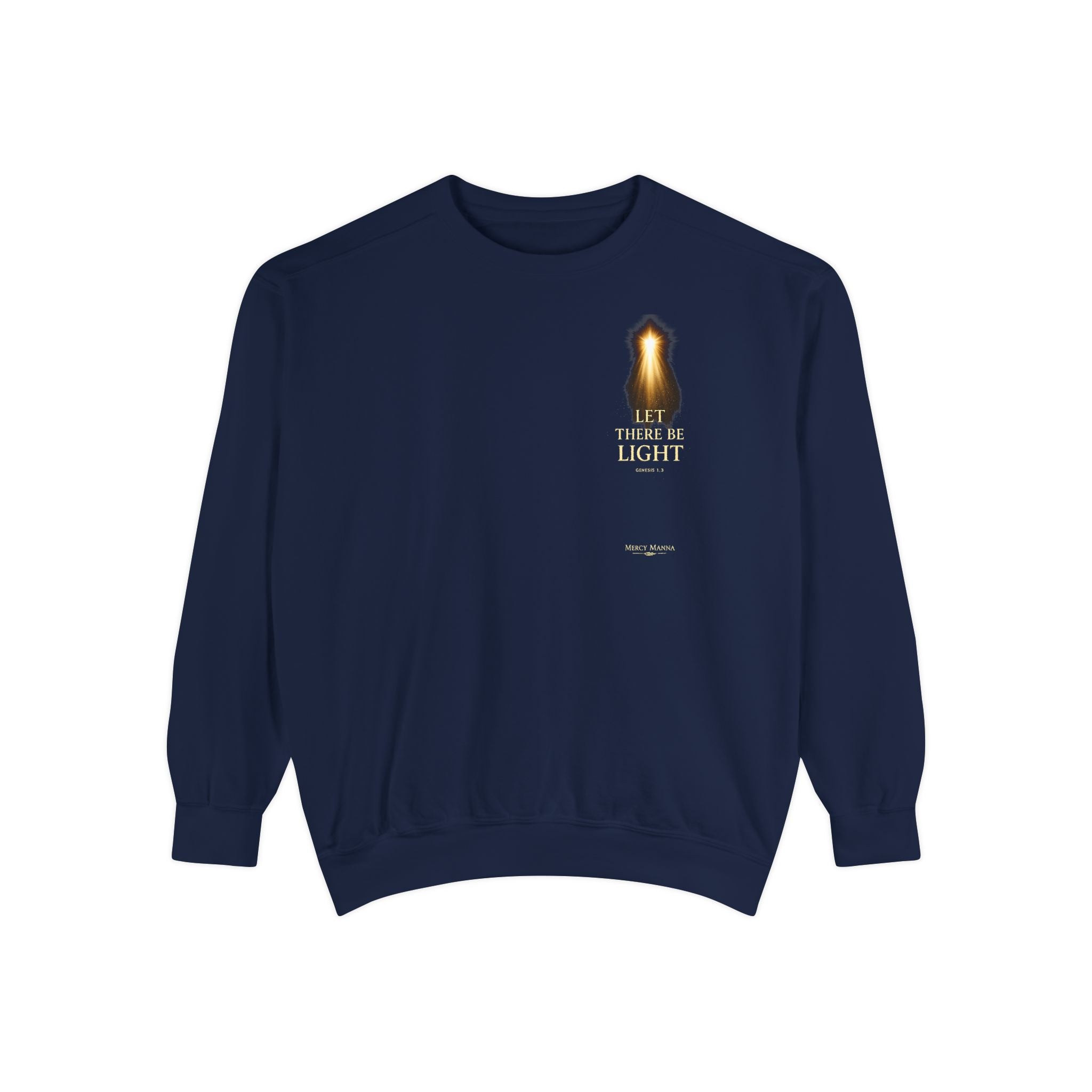Christian Crewneck Sweatshirt — "Let There Be Light" Cozy Religious Light Figurine Sweatshirt