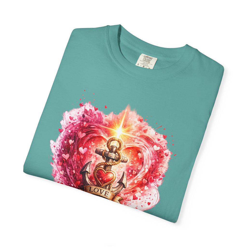 Christian T‑Shirt — 'Love Never Fails' Anchor Heart Graphic Tee