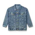 Women's Christian Denim Jacket — Follower of Christ Floral Butterfly Back