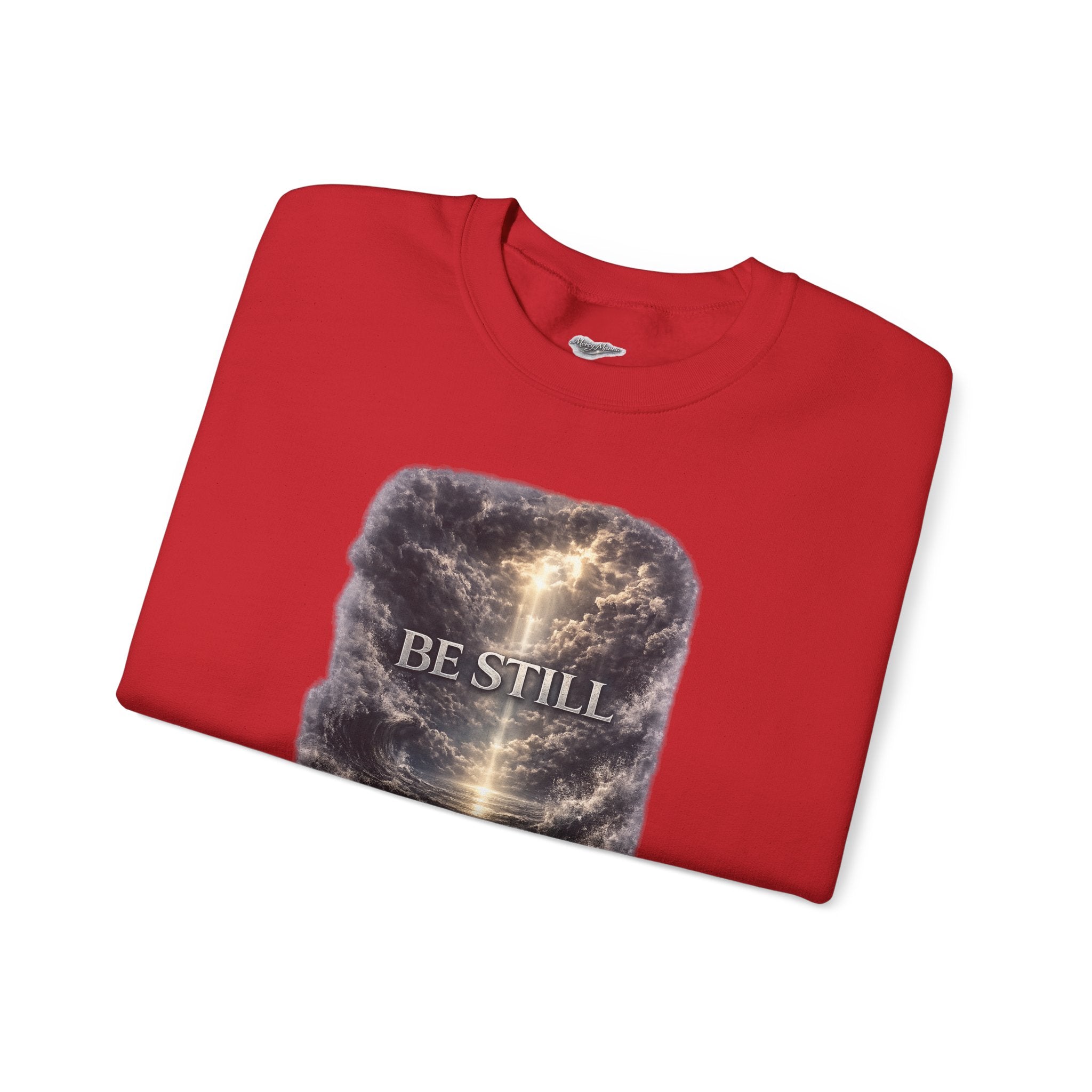 Christian Crewneck Sweatshirt — "Be Still" Psalm 46:10 Inspirational Faith Sweatshirt