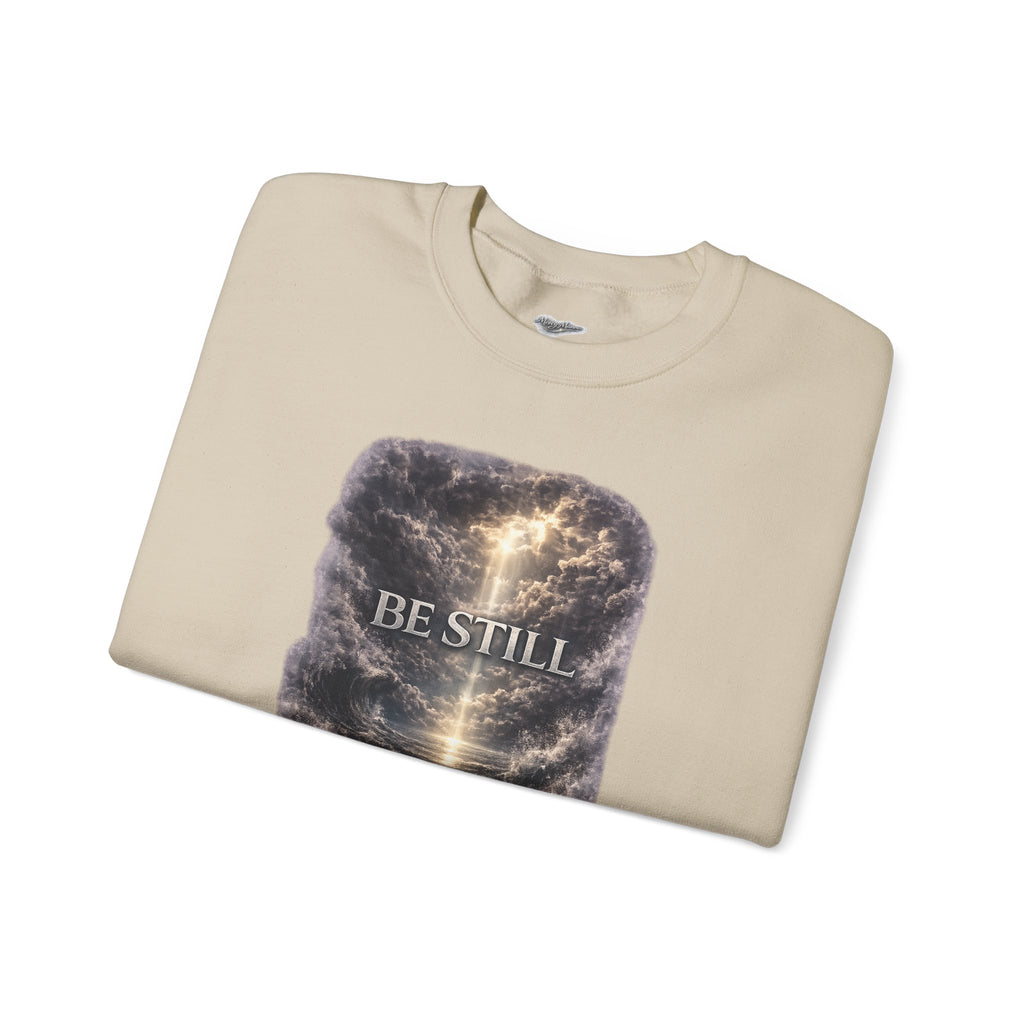 Christian Crewneck Sweatshirt — "Be Still" Psalm 46:10 Inspirational Faith Sweatshirt