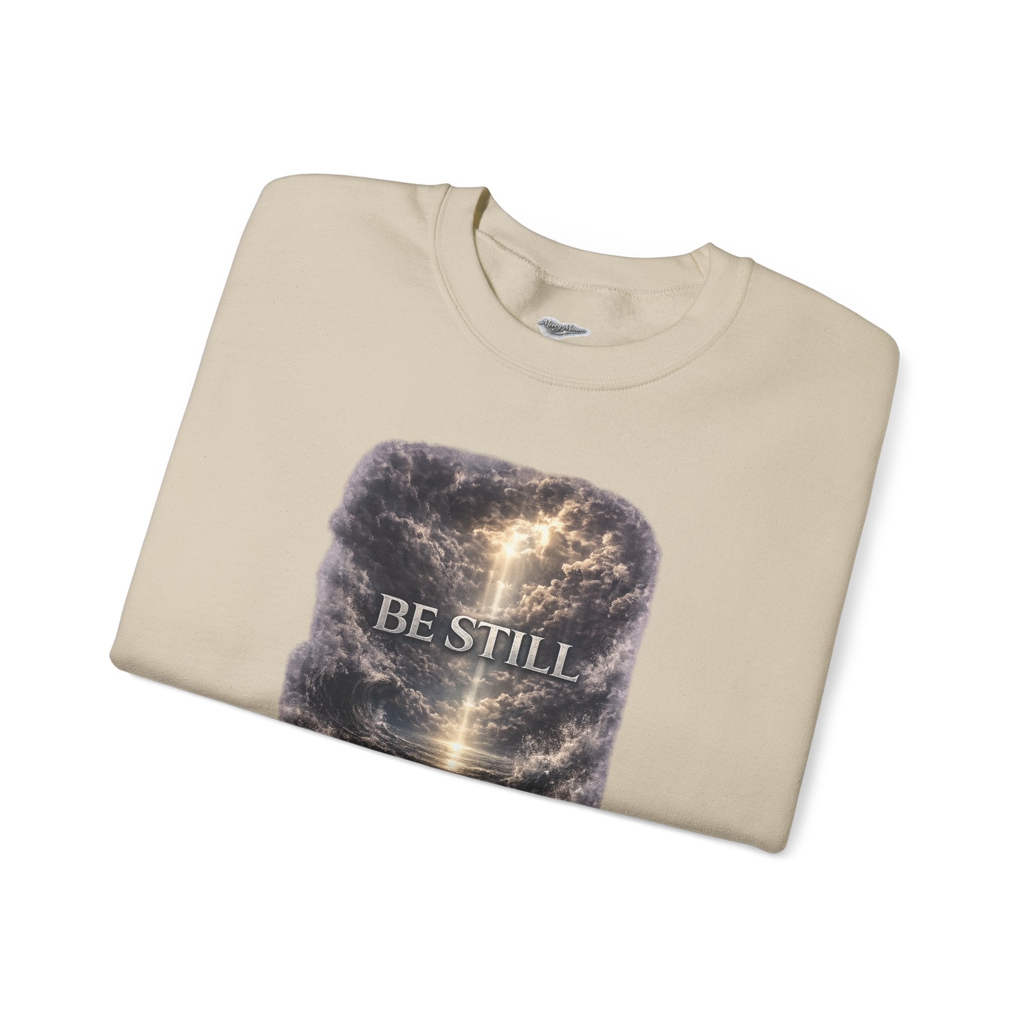 Christian Crewneck Sweatshirt — "Be Still" Psalm 46:10 Inspirational Faith Sweatshirt