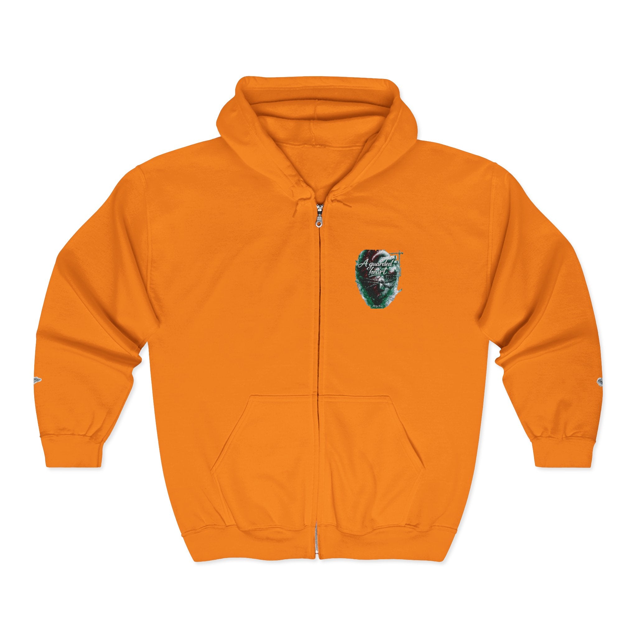 Christian Zip Hoodie — "A Guarded Heart" Abstract Faith Streetwear Jacket