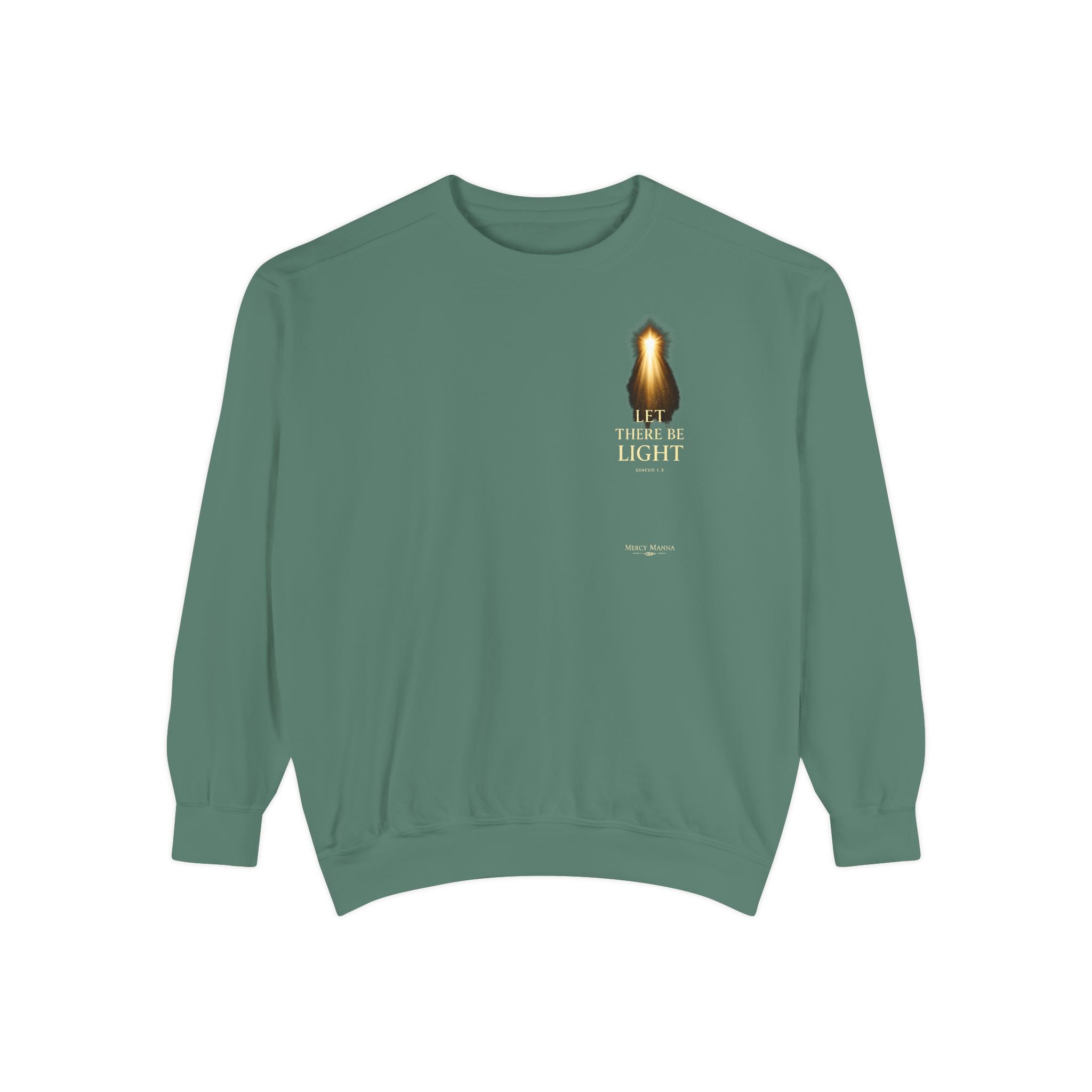 Christian Crewneck Sweatshirt — "Let There Be Light" Cozy Religious Light Figurine Sweatshirt