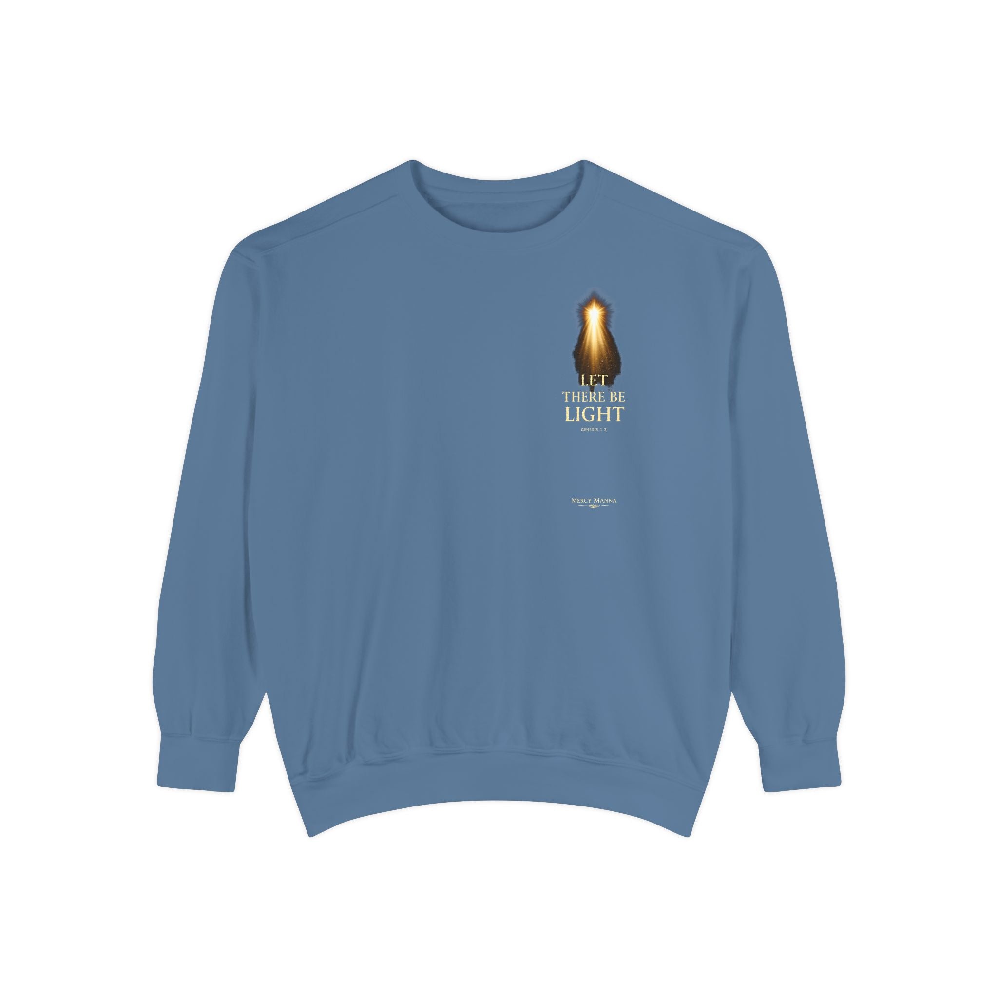 Christian Crewneck Sweatshirt — "Let There Be Light" Cozy Religious Light Figurine Sweatshirt