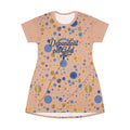 Dependent on God T-Shirt Dress — Peach Polka Dot Print