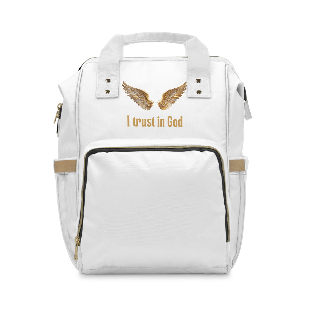 Diaper Backpack — "I Trust in God" Gold Wings Christian Baby Bag