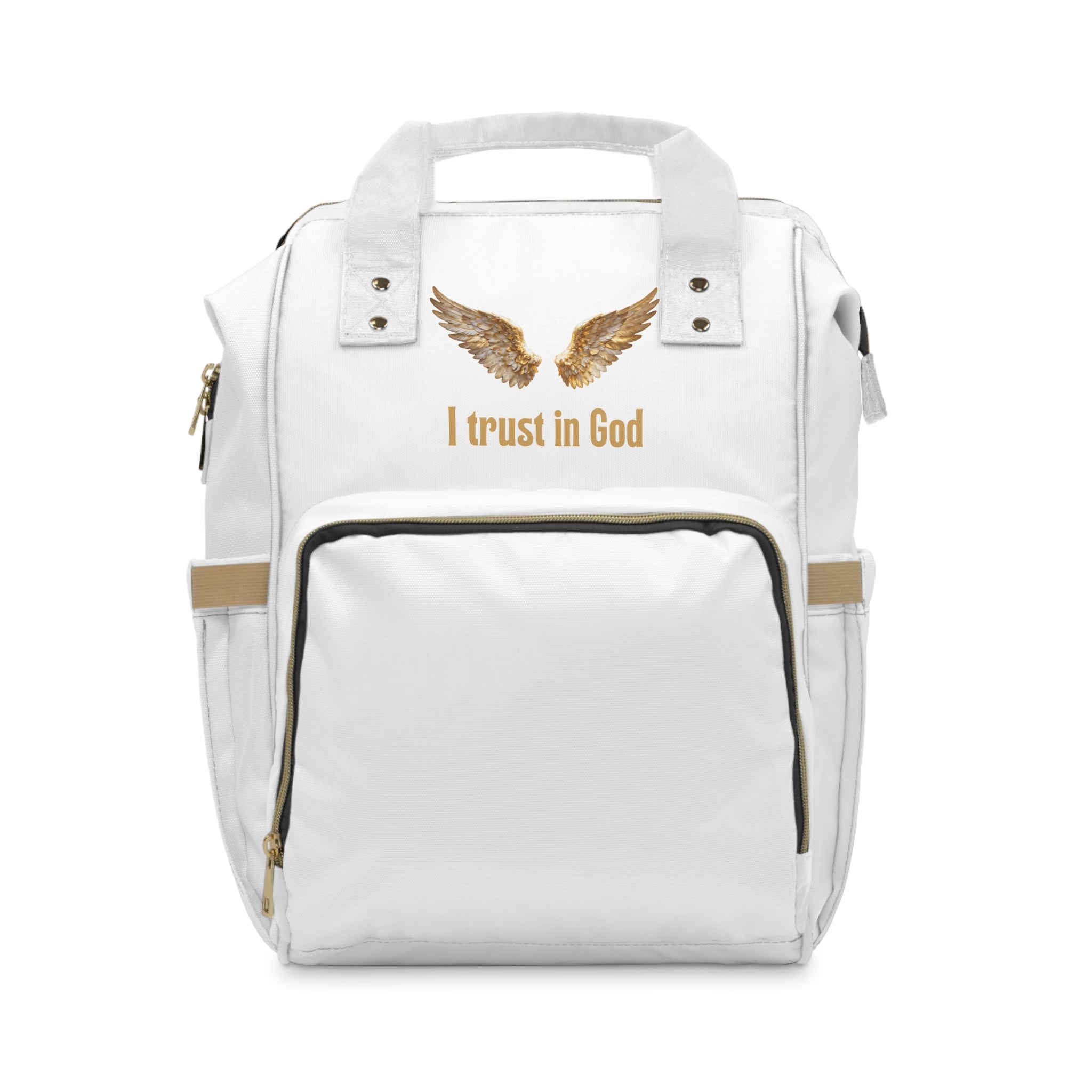 Diaper Backpack — "I Trust in God" Gold Wings Christian Baby Bag