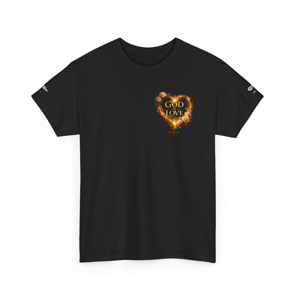 Christian Graphic Tee — God Is Love Vintage Flaming Heart T-Shirt