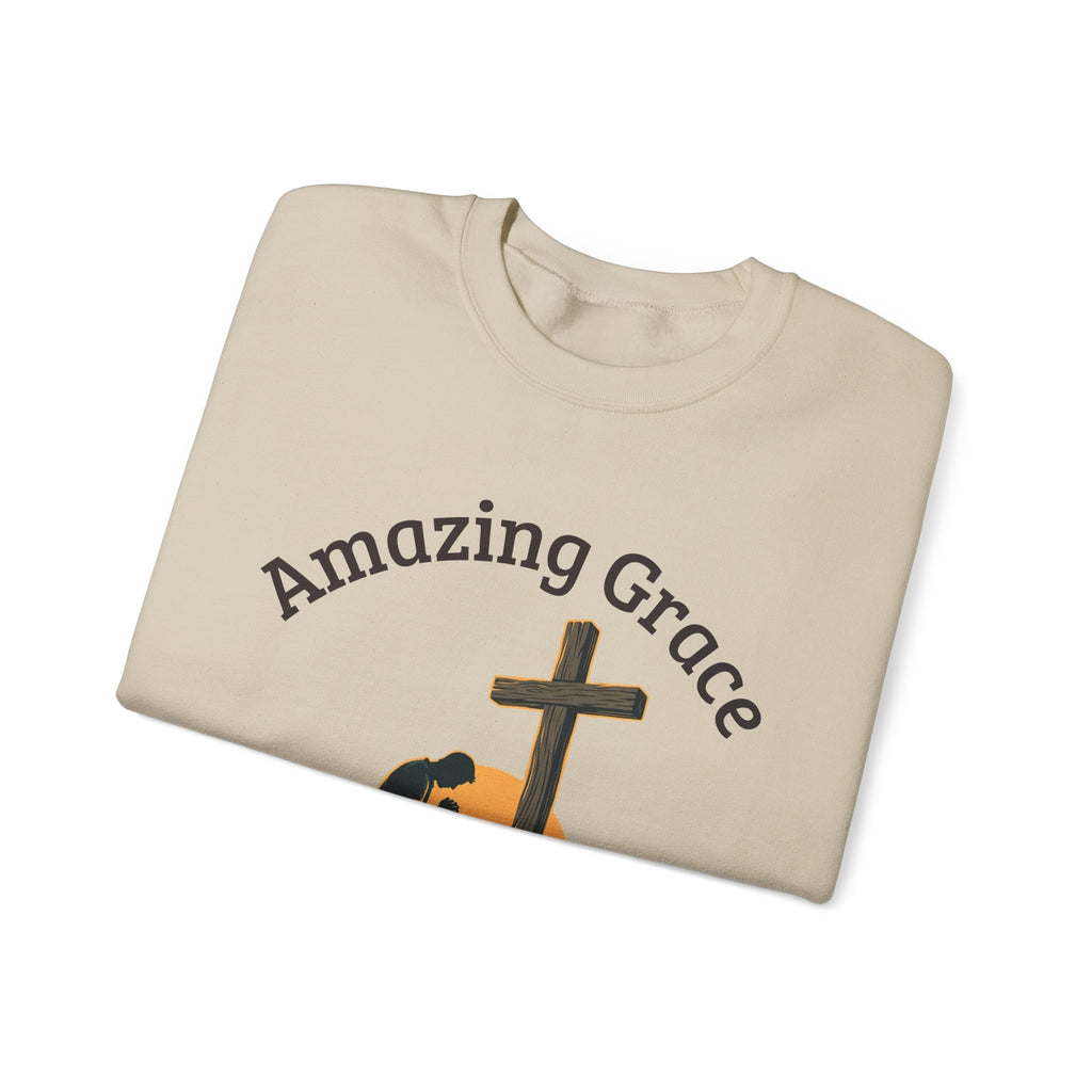 Christian Crewneck Sweatshirt — Amazing Grace Hallelujah Worship Graphic