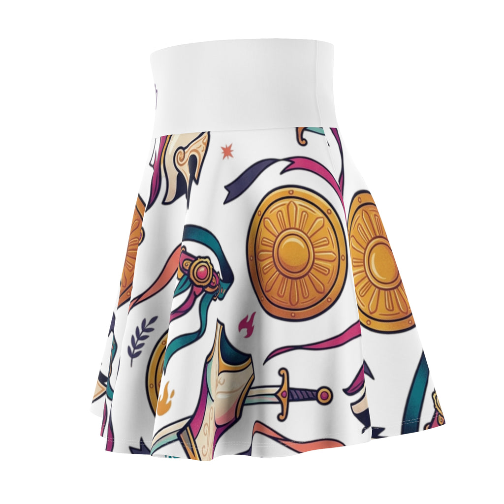 Warrior Spirit Skater Skirt — Armor & Shield Pattern (Ephesians 6:11)