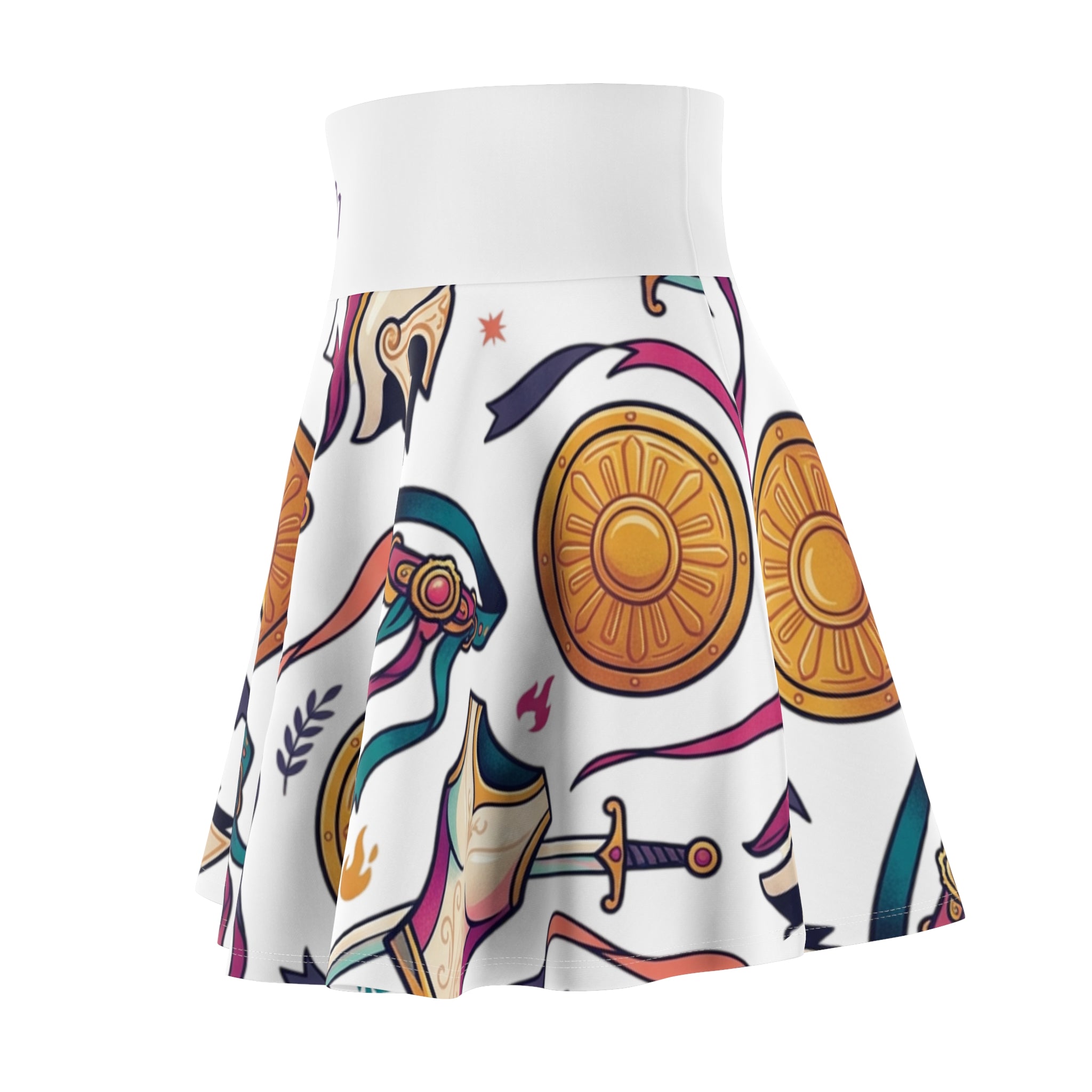 Warrior Spirit Skater Skirt — Armor & Shield Pattern (Ephesians 6:11)