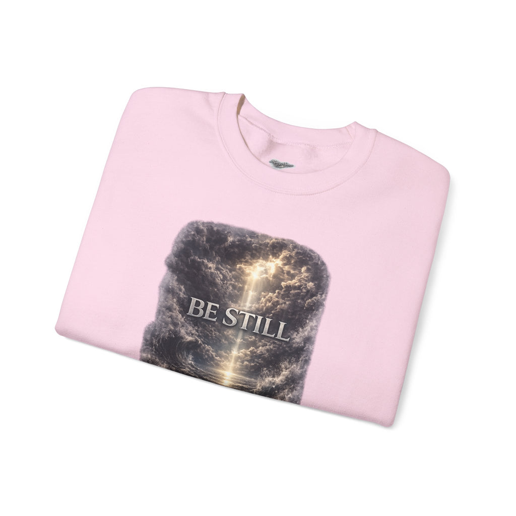 Christian Crewneck Sweatshirt — "Be Still" Psalm 46:10 Inspirational Faith Sweatshirt