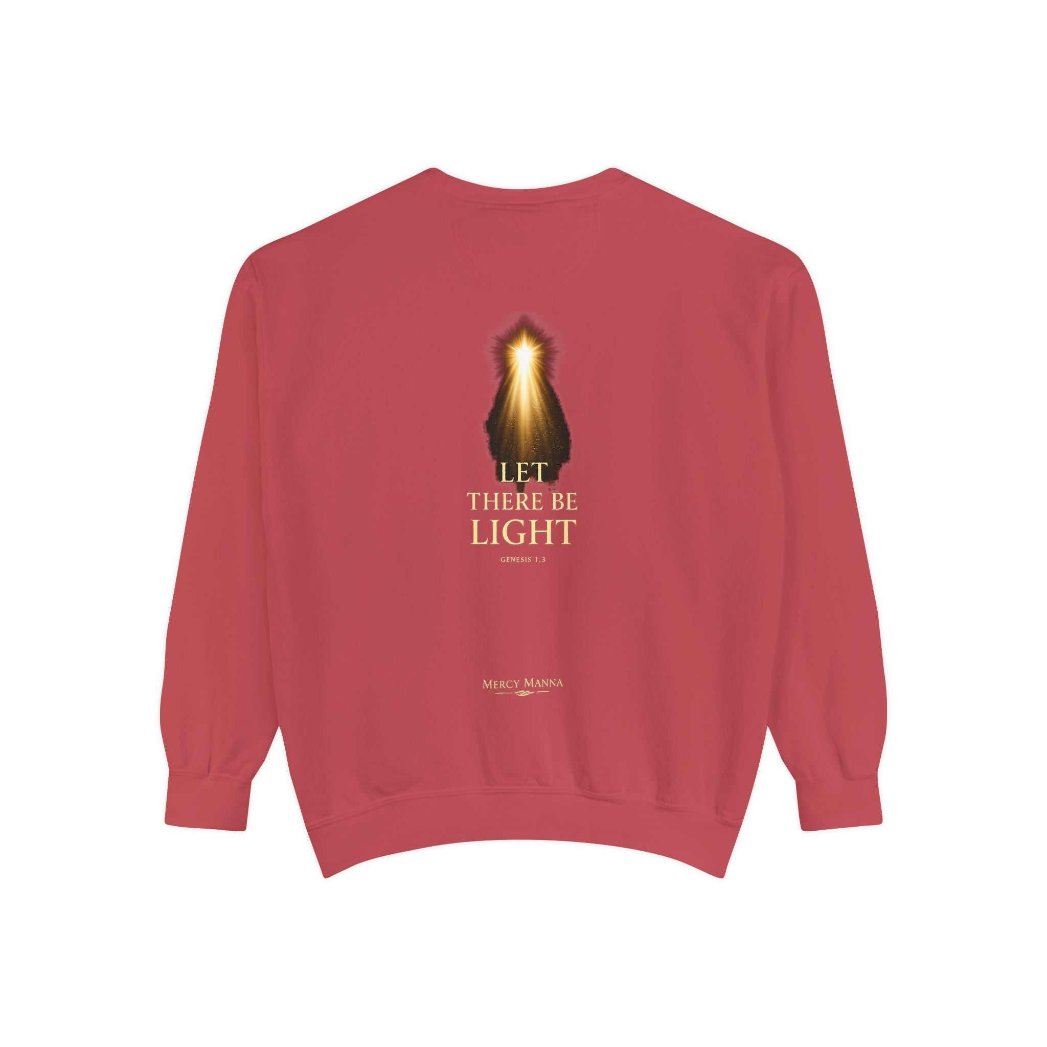Christian Crewneck Sweatshirt — "Let There Be Light" Cozy Religious Light Figurine Sweatshirt