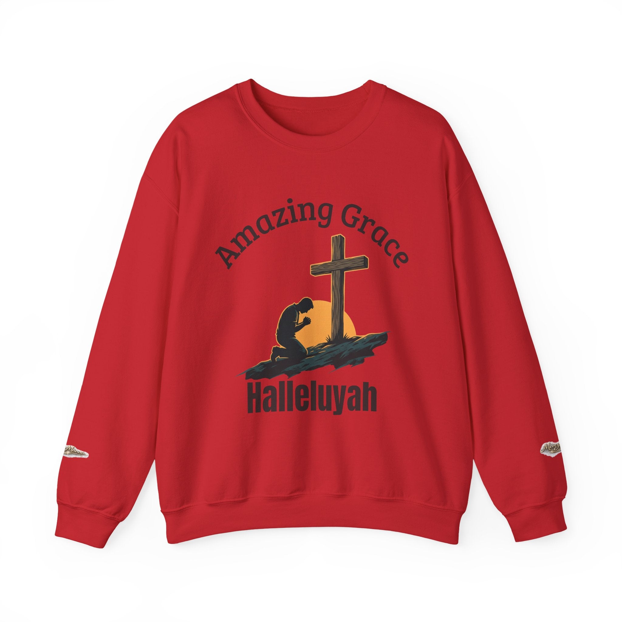 Christian Crewneck Sweatshirt — Amazing Grace Hallelujah Worship Graphic