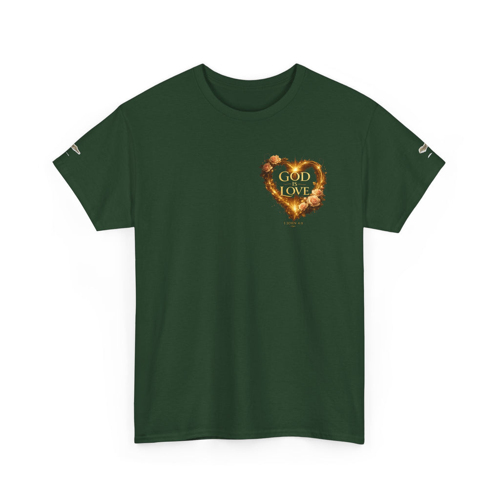 Christian Graphic Tee — God Is Love Vintage Flaming Heart T-Shirt