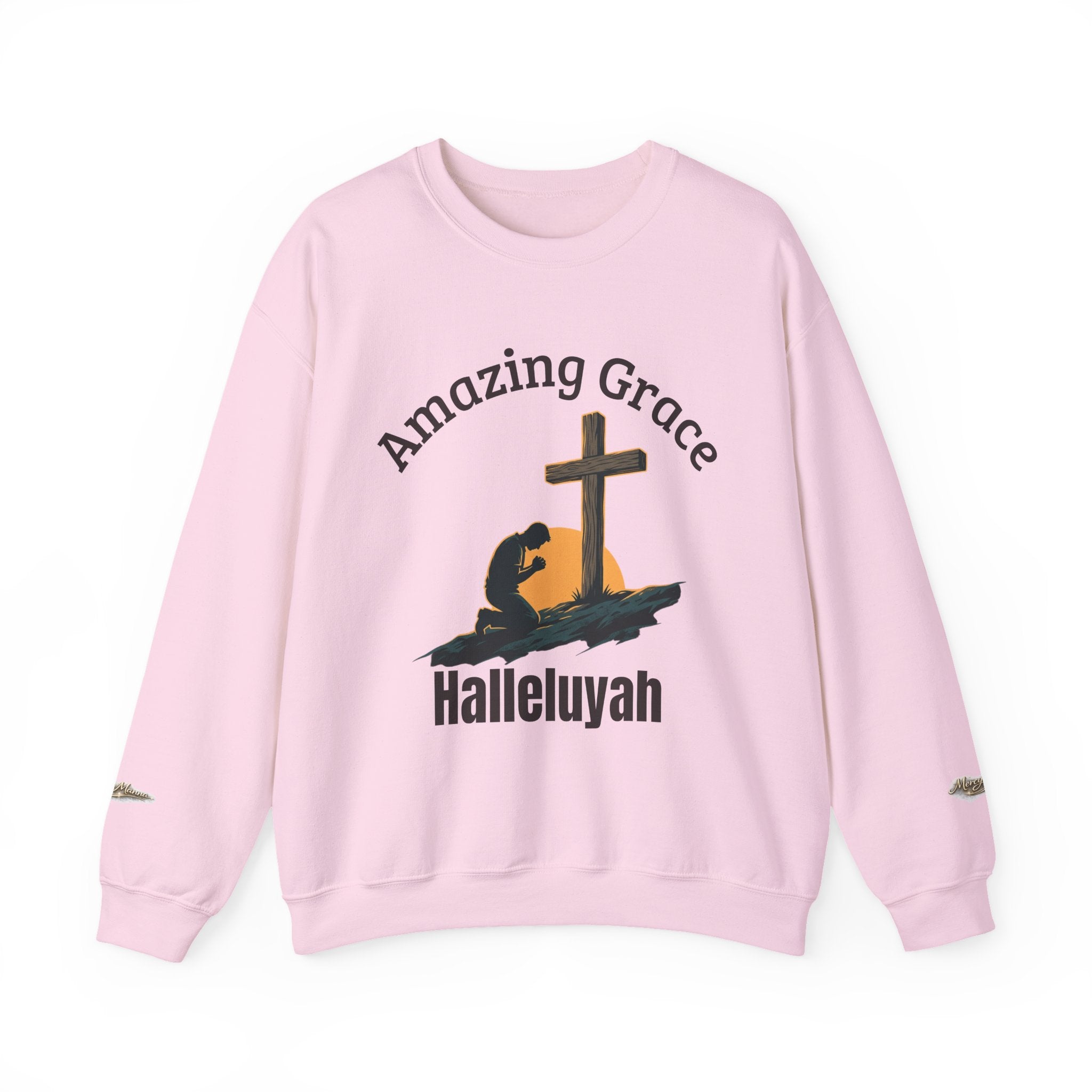 Christian Crewneck Sweatshirt — Amazing Grace Hallelujah Worship Graphic