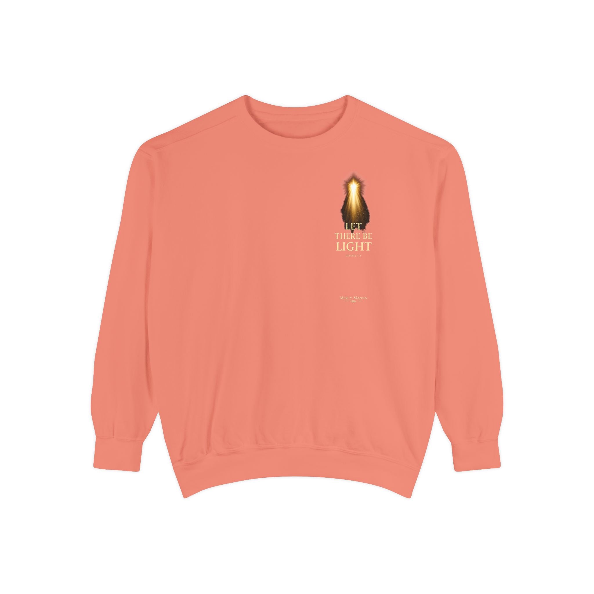 Christian Crewneck Sweatshirt — "Let There Be Light" Cozy Religious Light Figurine Sweatshirt