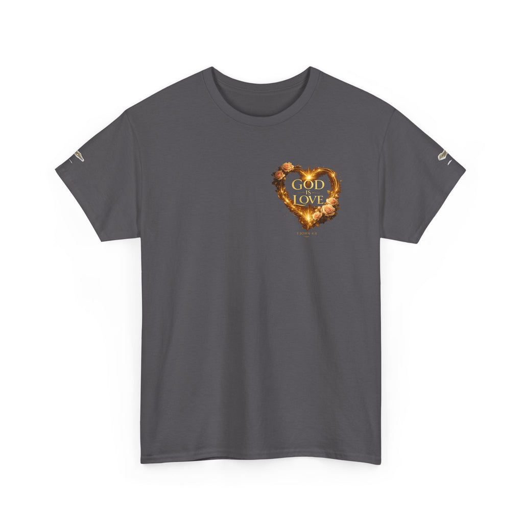 Christian Graphic Tee — God Is Love Vintage Flaming Heart T-Shirt