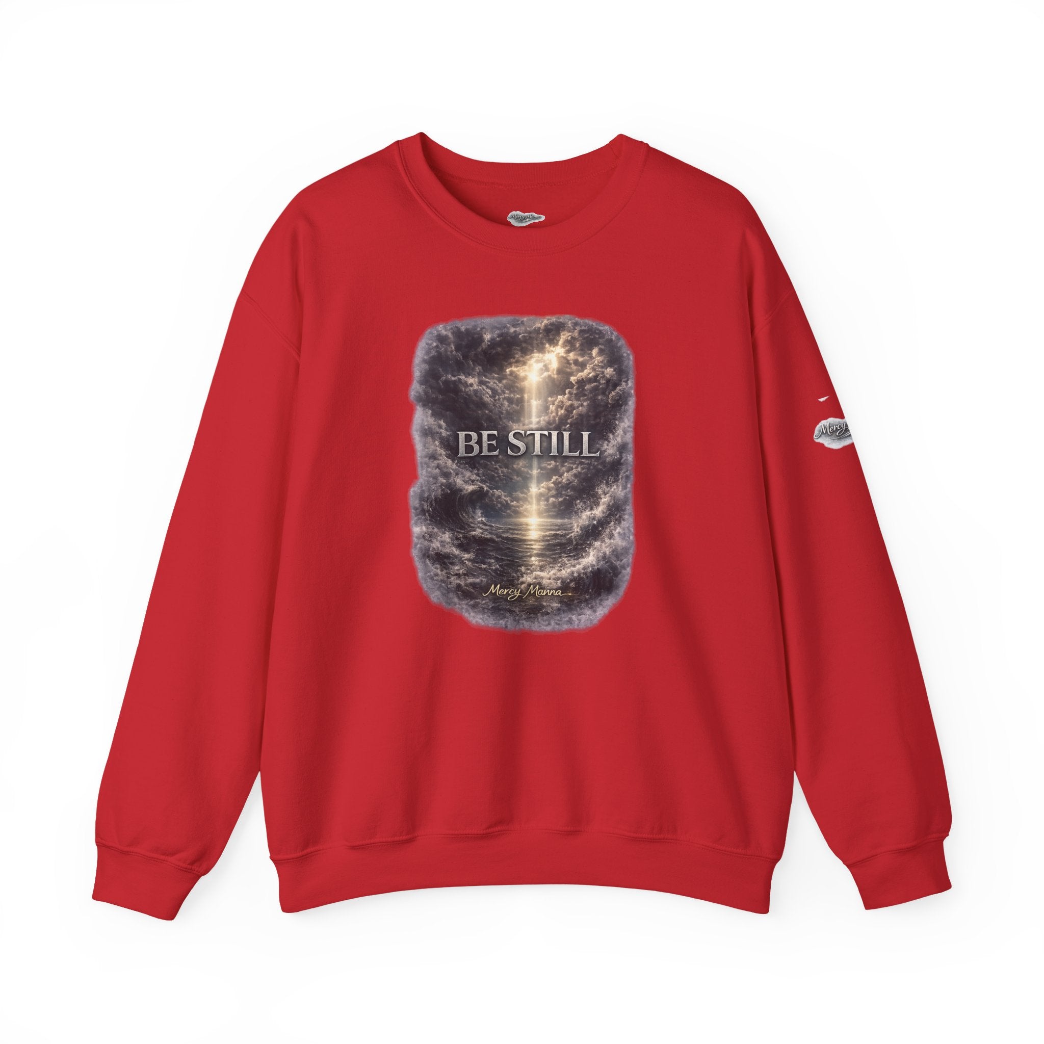 Christian Crewneck Sweatshirt — "Be Still" Psalm 46:10 Inspirational Faith Sweatshirt