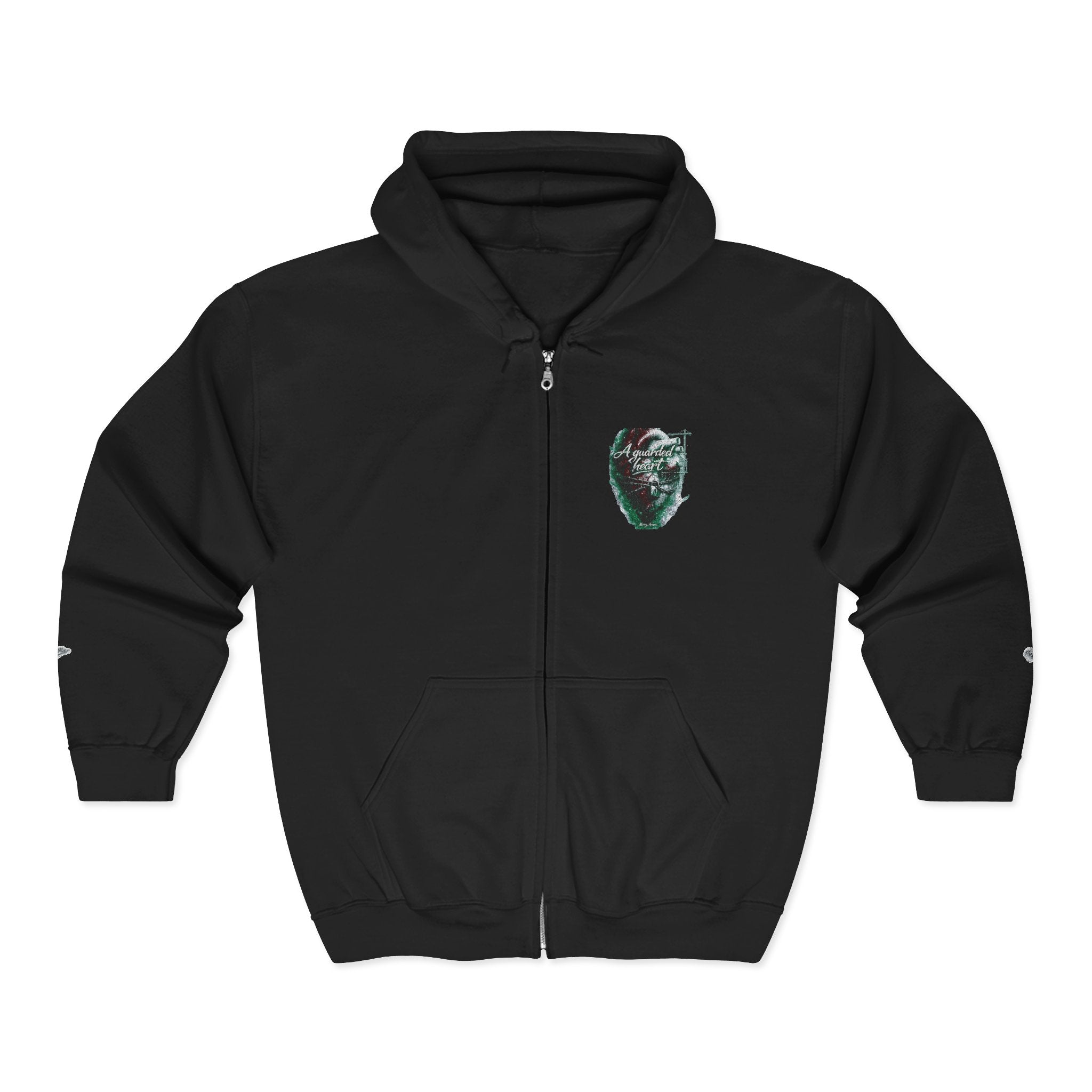 Christian Zip Hoodie — "A Guarded Heart" Abstract Faith Streetwear Jacket