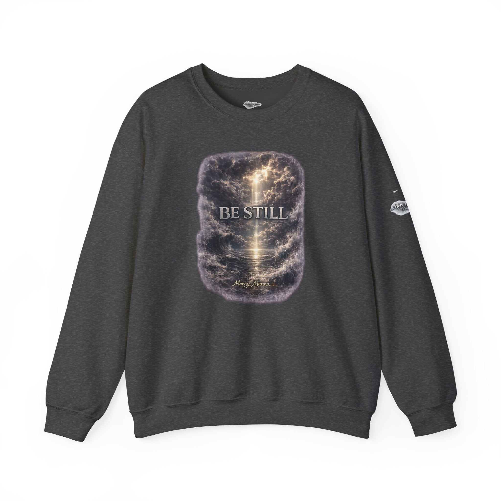 Christian Crewneck Sweatshirt — "Be Still" Psalm 46:10 Inspirational Faith Sweatshirt