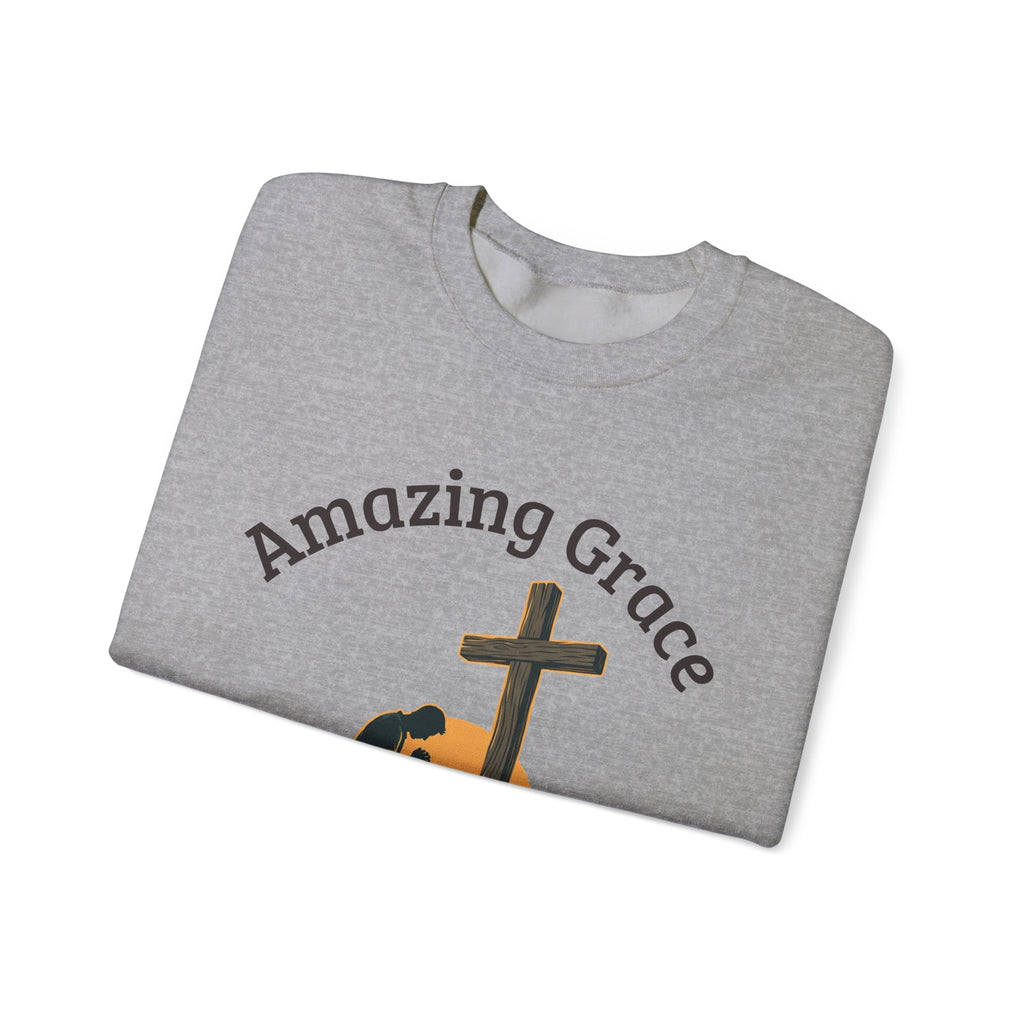 Christian Crewneck Sweatshirt — Amazing Grace Hallelujah Worship Graphic