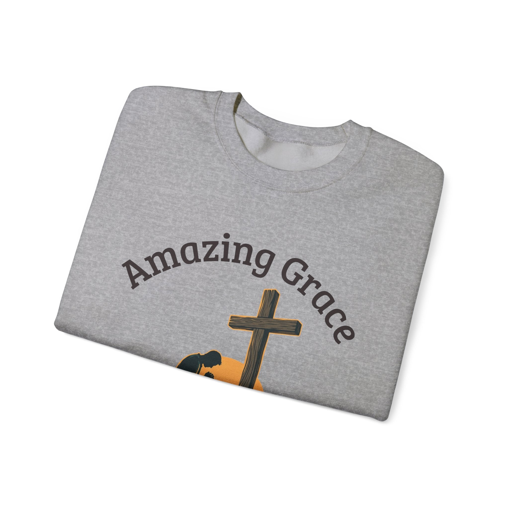 Christian Crewneck Sweatshirt — Amazing Grace Hallelujah Worship Graphic