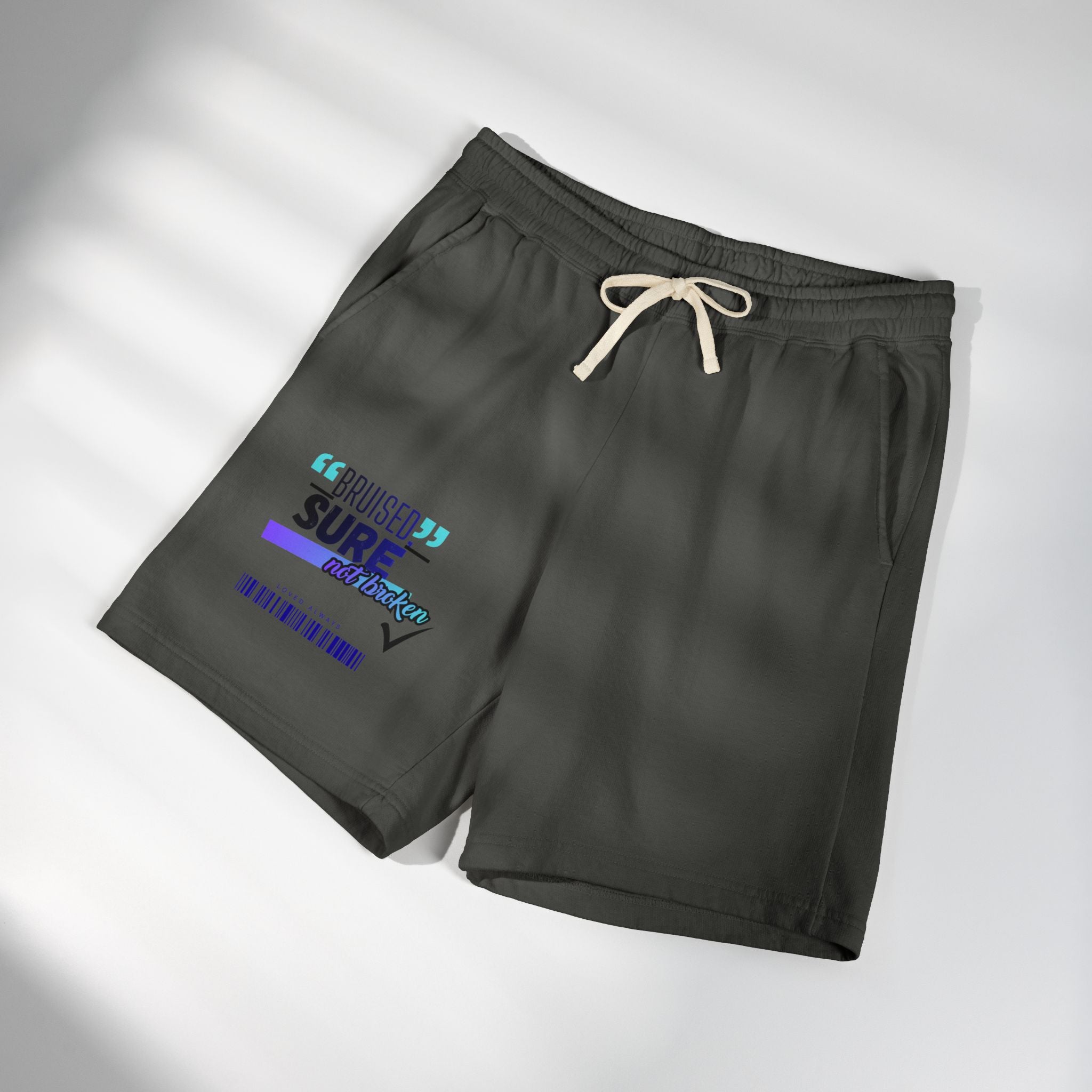 Christian Sweat Shorts — "Bruised Sure" Graphic Fleece Lounge Shorts
